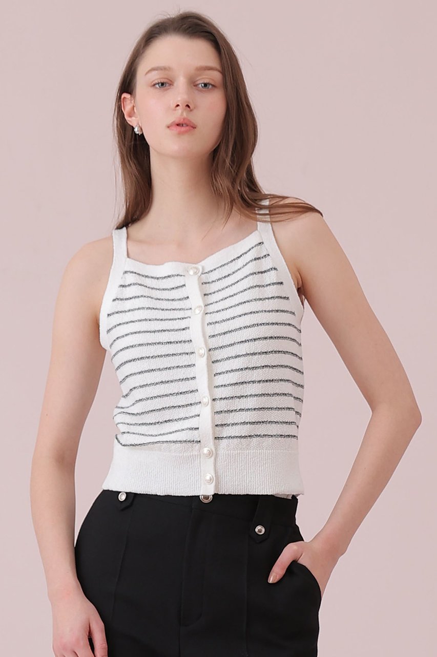 【アナイ/ANAYI】のパウダーボーダーキャミプルオーバー 人気、トレンドファッション・服の通販 founy(ファニー) 　ファッション　Fashion　レディースファッション　Fashion for Women　トップス・カットソー　Cut & Sew Tops　ニット　Knit Tops & Sweaters　キャミソール&ノースリーブ　Camisoles & Sleeveless Tops　カジュアルプルオーバー・ニットトップス　Pullovers & Knit Tops / Casual Pullovers　2026年　2026　おすすめ　Recommended / Our Picks　アンサンブル　Ensemble Set　カーディガン　Cardigan, Knitwear　キャミソール　Camisole, Spaghetti Strap Top　コンパクト　Compact, Small Size　バランス　Balance, Style Balance　パステル　Pastel, Soft Color　フロント　Front, Front Design　ボーダー　Border, Stripe　ミドル　Middle Length, Mid Height　夏　Summer　春　Spring　S/S・春夏　SS, Spring/Summer, Warm Season　other-8|ID: prp329100004843243 ipo3291000000035777969