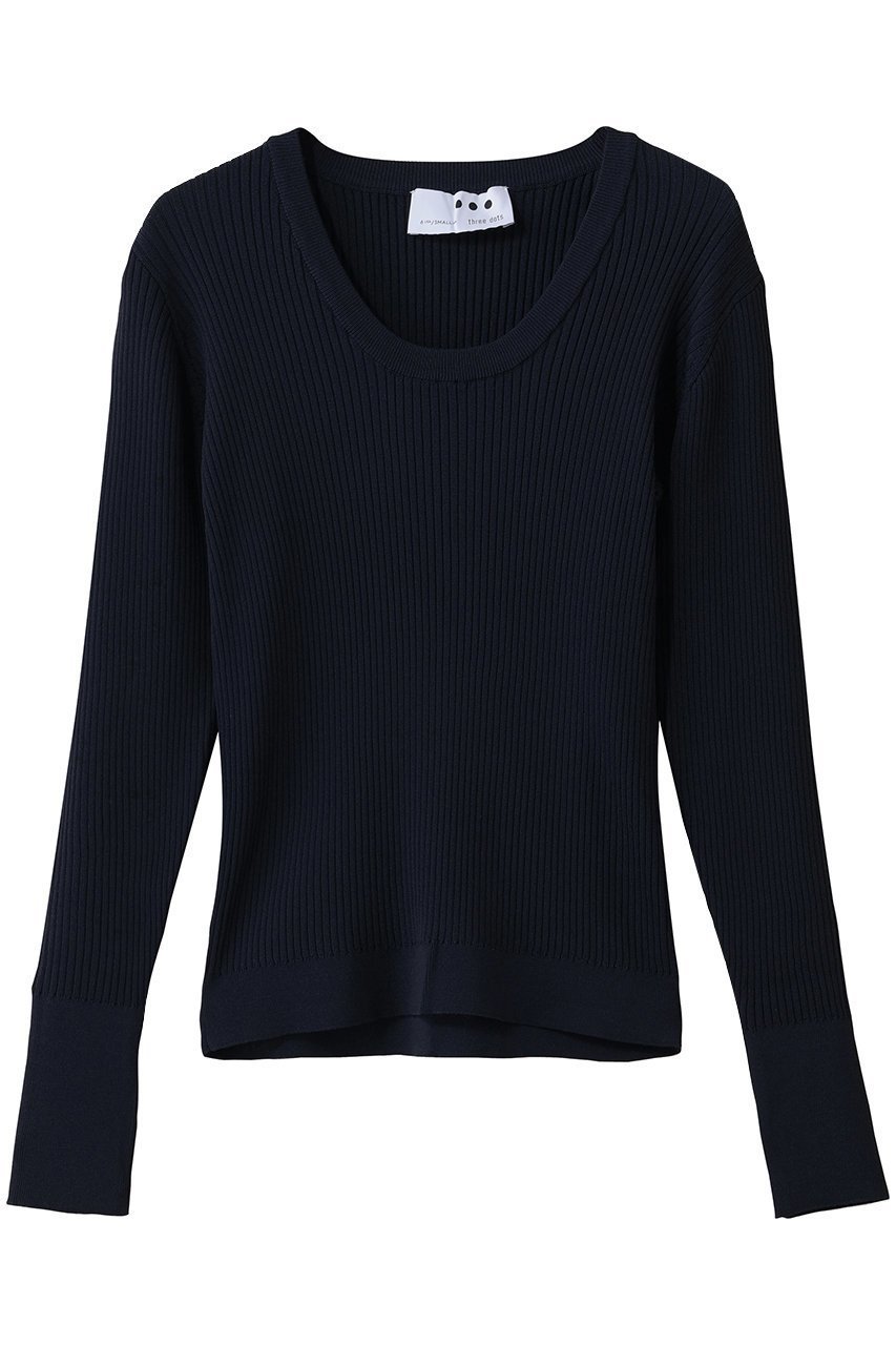 【エリオポール/heliopole】の【THREE DOTS】LUXE レーヨンリブ JESSICA インテリア・キッズ・メンズ・レディースファッション・服の通販 founy(ファニー) 　ファッション　Fashion　レディースファッション　Fashion for Women　トップス・カットソー　Cut & Sew Tops　ニット　Knit Tops & Sweaters　カジュアルプルオーバー・ニットトップス　Pullovers & Knit Tops / Casual Pullovers　2026年　2026　インナー　Innerwear　コンパクト　Compact, Small Size　シンプル　Simple, Minimal　リブニット　Rib Knit, Ribbed Knit　夏　Summer　春　Spring　S/S・春夏　SS, Spring/Summer, Warm Season　長袖　Long Sleeve, Full Sleeve　ネイビー|ID: prp329100004844584 ipo3291000000036044084