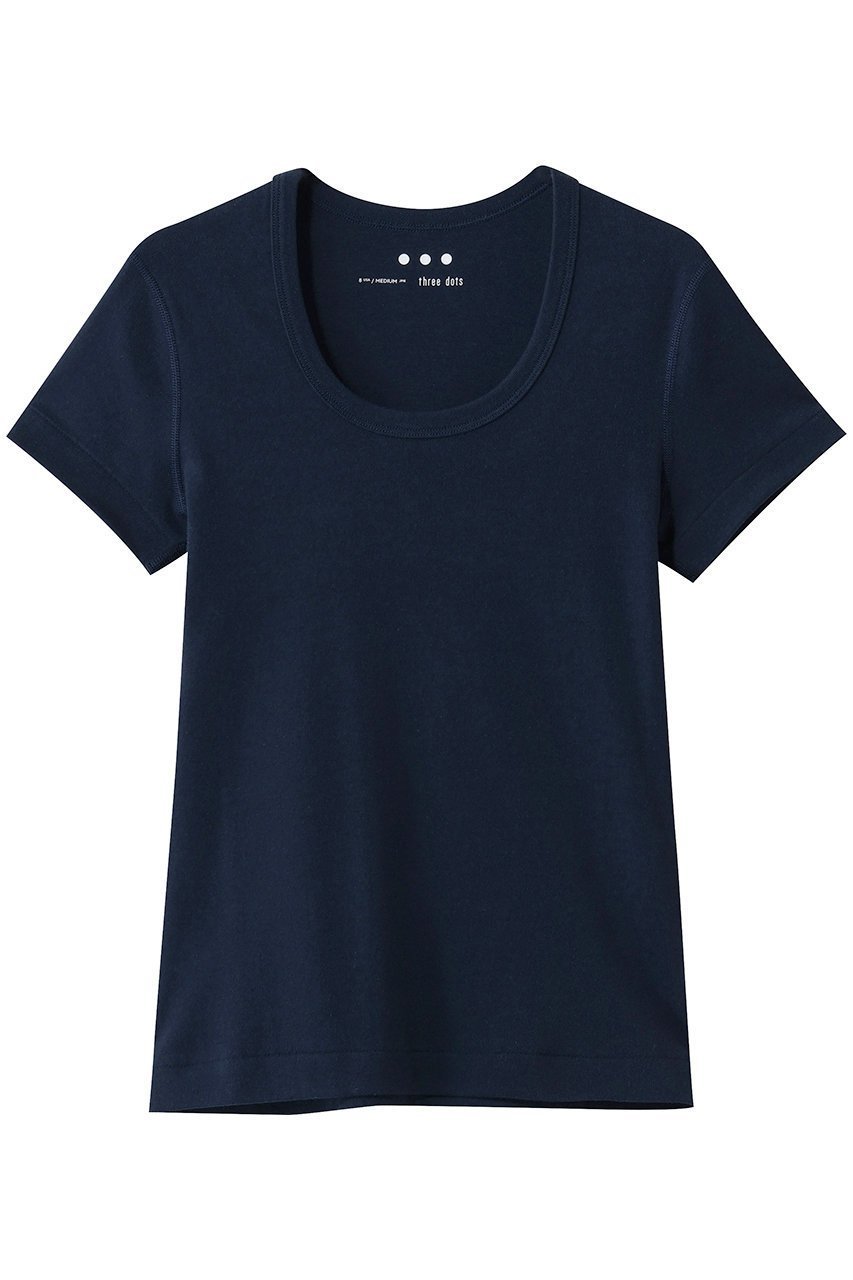 【エリオポール/heliopole】の【THREE DOTS】JESSICA S/S カットソー インテリア・キッズ・メンズ・レディースファッション・服の通販 founy(ファニー) 　ファッション　Fashion　レディースファッション　Fashion for Women　トップス・カットソー　Cut & Sew Tops　シャツ・ブラウス・オフィスカジュアル　Elegant Blouses & Button-Ups　ロングTシャツ・Tシャツ　Longline T-Shirts & Tees　カットソー・ベーシックTシャツ　Cut-and-Sewn Tops / Stretch Tees & Basics　2026年　2026　おすすめ　Recommended / Our Picks　インナー　Innerwear　カットソー　Cut and Sewn Top　コンパクト　Compact, Small Size　ショート　Short, Short Length　シンプル　Simple, Minimal　スリーブ　Sleeve, Long Sleeve / Short Sleeve　ベーシック　Basic, Essential　夏　Summer　春　Spring　S/S・春夏　SS, Spring/Summer, Warm Season　ネイビー|ID: prp329100004844586 ipo3291000000036142724
