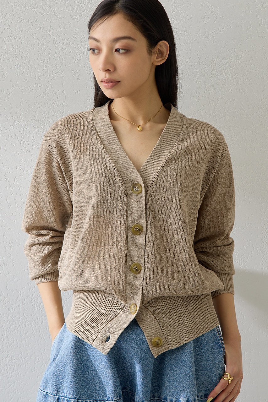 【ウィムガゼット/Whim Gazette】のVネックペーパーヤーンカーディガン インテリア・キッズ・メンズ・レディースファッション・服の通販 founy(ファニー) 　ファッション　Fashion　レディースファッション　Fashion for Women　トップス・カットソー　Cut & Sew Tops　ニット　Knit Tops & Sweaters　カーディガン・羽織り　Layered Style Cardigans　Vネックトップス　V-Neck Tops / V-Cut Neckline Shirts　2026年　2026　カーディガン　Cardigan, Knitwear　シアー　Sheer, See-Through　ショルダー　Shoulder, Shoulder Strap　スリット　Slit, Slit Detail　デコルテ　Décolleté, Neckline　ドロップ　Drop Shoulder, Dropped Style　吸水　Absorbent, Quick-Dry　夏　Summer　春　Spring　S/S・春夏　SS, Spring/Summer, Warm Season　長袖　Long Sleeve, Full Sleeve　モカ|ID: prp329100004844610 ipo3291000000035320619