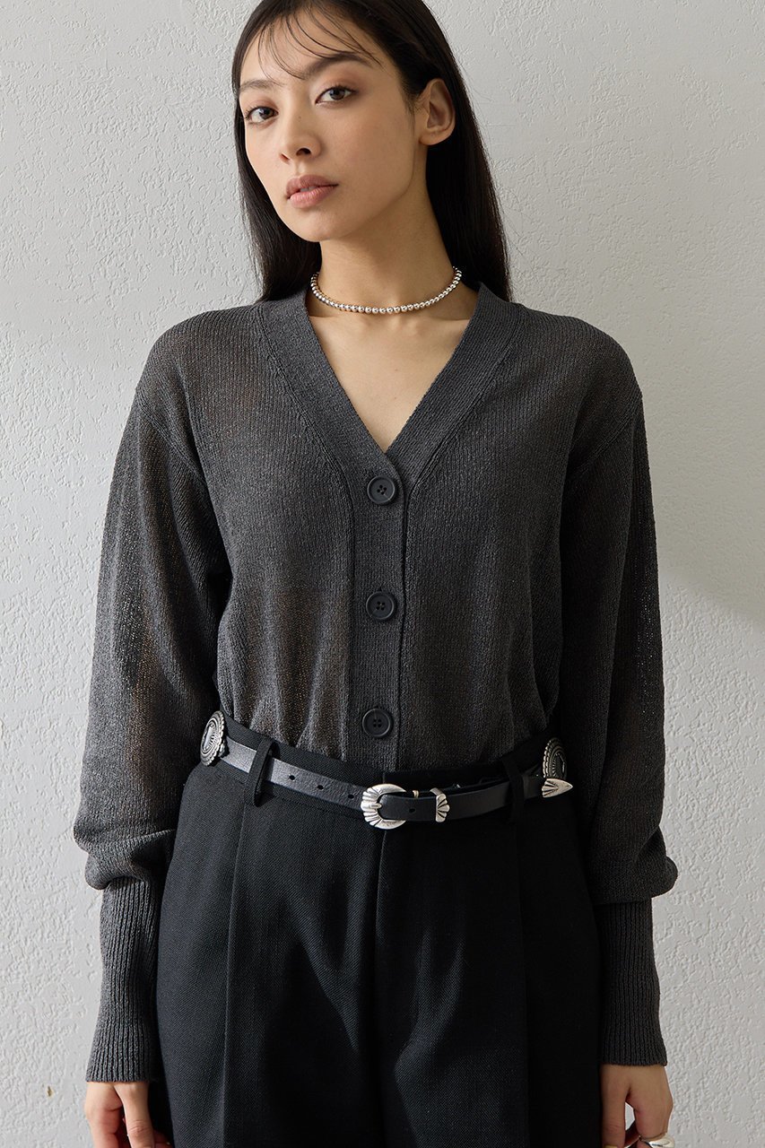 【ウィムガゼット/Whim Gazette】のVネックペーパーヤーンカーディガン インテリア・キッズ・メンズ・レディースファッション・服の通販 founy(ファニー) 　ファッション　Fashion　レディースファッション　Fashion for Women　トップス・カットソー　Cut & Sew Tops　ニット　Knit Tops & Sweaters　カーディガン・羽織り　Layered Style Cardigans　Vネックトップス　V-Neck Tops / V-Cut Neckline Shirts　2026年　2026　カーディガン　Cardigan, Knitwear　シアー　Sheer, See-Through　ショルダー　Shoulder, Shoulder Strap　スリット　Slit, Slit Detail　デコルテ　Décolleté, Neckline　ドロップ　Drop Shoulder, Dropped Style　再入荷　Restock / Back in Stock　吸水　Absorbent, Quick-Dry　夏　Summer　春　Spring　S/S・春夏　SS, Spring/Summer, Warm Season　長袖　Long Sleeve, Full Sleeve　チャコールグレー|ID: prp329100004844610 ipo3291000000035507236