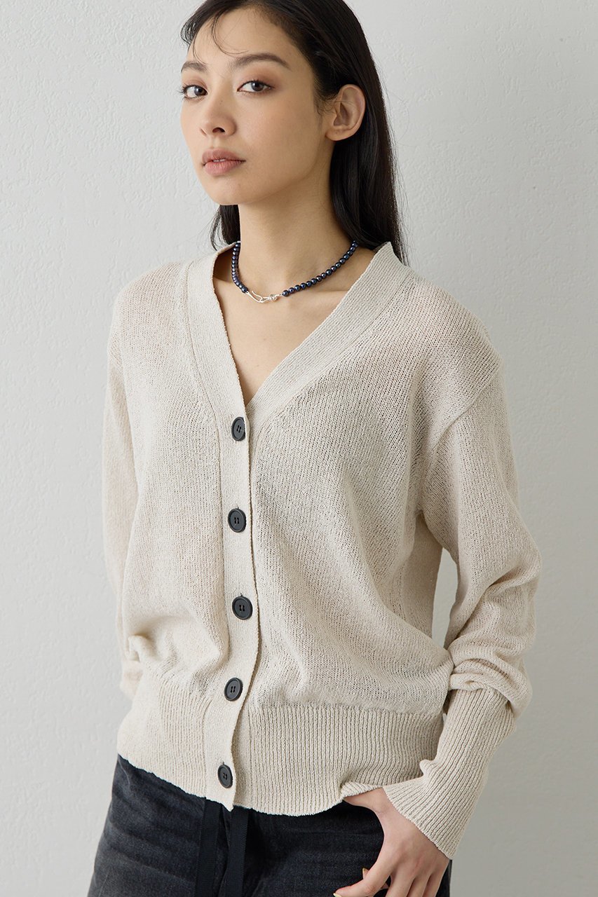 【ウィムガゼット/Whim Gazette】のVネックペーパーヤーンカーディガン 人気、トレンドファッション・服の通販 founy(ファニー) 　ファッション　Fashion　レディースファッション　Fashion for Women　トップス・カットソー　Cut & Sew Tops　ニット　Knit Tops & Sweaters　カーディガン・羽織り　Layered Style Cardigans　Vネックトップス　V-Neck Tops / V-Cut Neckline Shirts　2026年　2026　カーディガン　Cardigan, Knitwear　シアー　Sheer, See-Through　ショルダー　Shoulder, Shoulder Strap　スリット　Slit, Slit Detail　デコルテ　Décolleté, Neckline　ドロップ　Drop Shoulder, Dropped Style　再入荷　Restock / Back in Stock　吸水　Absorbent, Quick-Dry　夏　Summer　春　Spring　S/S・春夏　SS, Spring/Summer, Warm Season　長袖　Long Sleeve, Full Sleeve　other-3|ID: prp329100004844610 ipo3291000000035507240