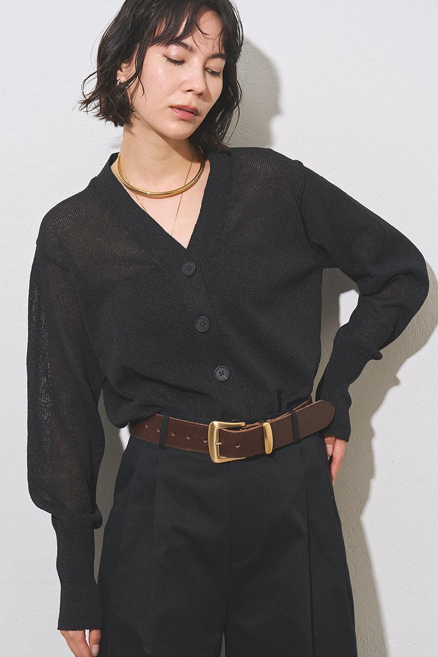 【ウィムガゼット/Whim Gazette】のVネックペーパーヤーンカーディガン インテリア・キッズ・メンズ・レディースファッション・服の通販 founy(ファニー) 　ファッション　Fashion　レディースファッション　Fashion for Women　トップス・カットソー　Cut & Sew Tops　ニット　Knit Tops & Sweaters　カーディガン・羽織り　Layered Style Cardigans　Vネックトップス　V-Neck Tops / V-Cut Neckline Shirts　おすすめ　Recommended / Our Picks　カーディガン　Cardigan, Knitwear　シアー　Sheer, See-Through　ショルダー　Shoulder, Shoulder Strap　スリット　Slit, Slit Detail　セットアップ　Set-Up, Coordinated Outfit　デコルテ　Décolleté, Neckline　ドロップ　Drop Shoulder, Dropped Style　ベーシック　Basic, Essential　再入荷　Restock / Back in Stock　吸水　Absorbent, Quick-Dry　夏　Summer　春　Spring　S/S・春夏　SS, Spring/Summer, Warm Season　長袖　Long Sleeve, Full Sleeve　ブラック|ID: prp329100004844610 ipo3291000000037088587