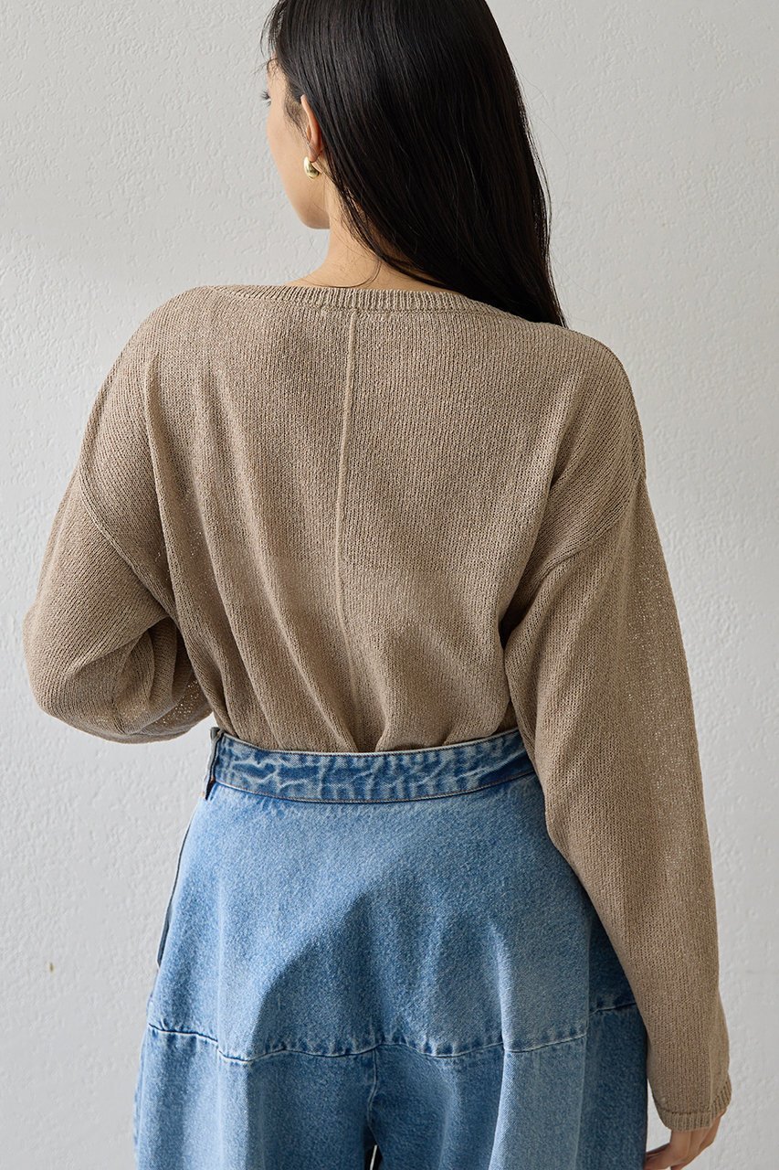 【ウィムガゼット/Whim Gazette】のボートネックペーパーヤーンプルオーバー 人気、トレンドファッション・服の通販 founy(ファニー) 　ファッション　Fashion　レディースファッション　Fashion for Women　トップス・カットソー　Cut & Sew Tops　ニット　Knit Tops & Sweaters　カジュアルプルオーバー・ニットトップス　Pullovers & Knit Tops / Casual Pullovers　2026年　2026　シアー　Sheer, See-Through　ショルダー　Shoulder, Shoulder Strap　スリット　Slit, Slit Detail　デコルテ　Décolleté, Neckline　ドロップ　Drop Shoulder, Dropped Style　ブラウジング　Blouson Silhouette, Cinched Waist　ボトム　Bottoms, Lower Wear　吸水　Absorbent, Quick-Dry　夏　Summer　春　Spring　S/S・春夏　SS, Spring/Summer, Warm Season　長袖　Long Sleeve, Full Sleeve　other-3|ID: prp329100004844612 ipo3291000000035320644