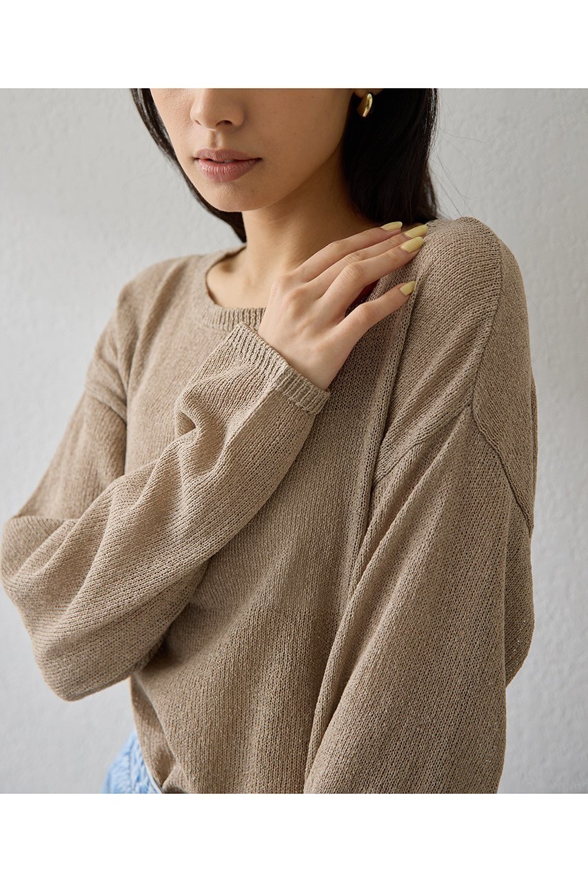 【ウィムガゼット/Whim Gazette】のボートネックペーパーヤーンプルオーバー 人気、トレンドファッション・服の通販 founy(ファニー) 　ファッション　Fashion　レディースファッション　Fashion for Women　トップス・カットソー　Cut & Sew Tops　ニット　Knit Tops & Sweaters　カジュアルプルオーバー・ニットトップス　Pullovers & Knit Tops / Casual Pullovers　2026年　2026　シアー　Sheer, See-Through　ショルダー　Shoulder, Shoulder Strap　スリット　Slit, Slit Detail　デコルテ　Décolleté, Neckline　ドロップ　Drop Shoulder, Dropped Style　ブラウジング　Blouson Silhouette, Cinched Waist　ボトム　Bottoms, Lower Wear　吸水　Absorbent, Quick-Dry　夏　Summer　春　Spring　S/S・春夏　SS, Spring/Summer, Warm Season　長袖　Long Sleeve, Full Sleeve　other-5|ID: prp329100004844612 ipo3291000000035320646