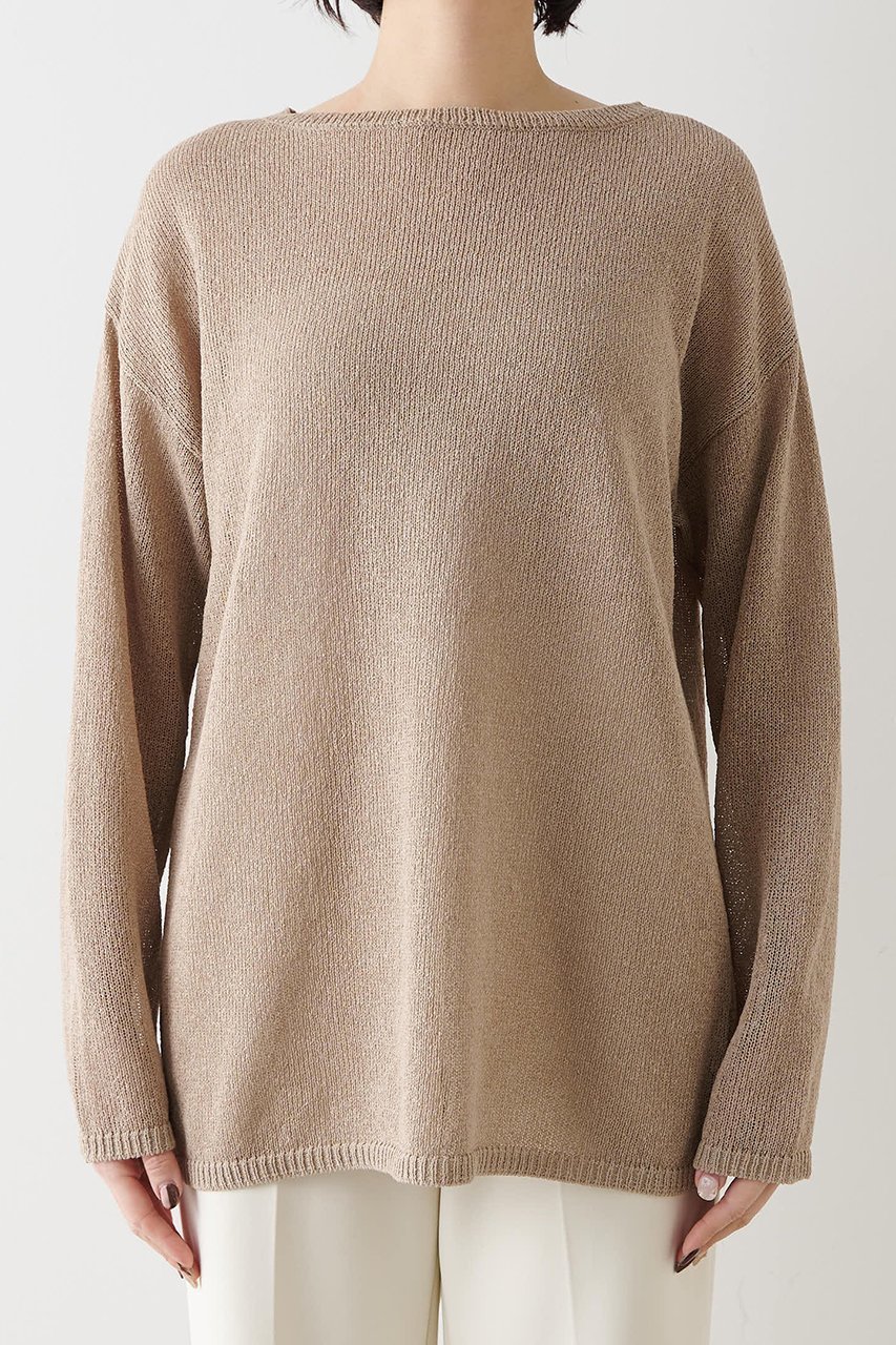 【ウィムガゼット/Whim Gazette】のボートネックペーパーヤーンプルオーバー 人気、トレンドファッション・服の通販 founy(ファニー) 　ファッション　Fashion　レディースファッション　Fashion for Women　トップス・カットソー　Cut & Sew Tops　ニット　Knit Tops & Sweaters　カジュアルプルオーバー・ニットトップス　Pullovers & Knit Tops / Casual Pullovers　2026年　2026　シアー　Sheer, See-Through　ショルダー　Shoulder, Shoulder Strap　スリット　Slit, Slit Detail　デコルテ　Décolleté, Neckline　ドロップ　Drop Shoulder, Dropped Style　ブラウジング　Blouson Silhouette, Cinched Waist　ボトム　Bottoms, Lower Wear　吸水　Absorbent, Quick-Dry　夏　Summer　春　Spring　S/S・春夏　SS, Spring/Summer, Warm Season　長袖　Long Sleeve, Full Sleeve　other-7|ID: prp329100004844612 ipo3291000000035875276