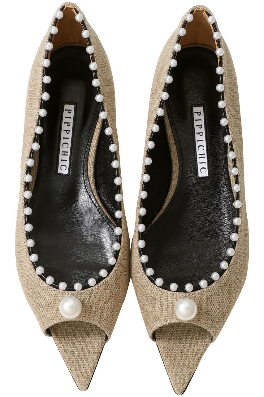 【ピッピシック/Pippichic】のANNA ANKLET オープントゥフラットシューズ インテリア・キッズ・メンズ・レディースファッション・服の通販 founy(ファニー) 　ファッション　Fashion　レディースファッション　Fashion for Women　シューズ　Shoes, Footwear　パール　Pearl, Pearl Accent　フラット　Flat, Flat Shoes　エレガント 上品　Elegant　リネン×パール|ID: prp329100004845426 ipo3291000000036955524