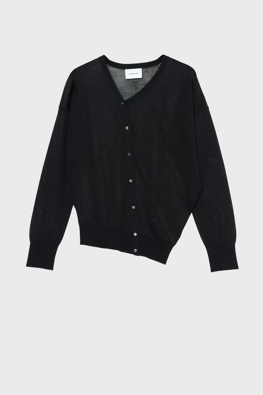 【スタニングルアー/STUNNING LURE】のrウールシルクカーディガン インテリア・キッズ・メンズ・レディースファッション・服の通販 founy(ファニー) 　ファッション　Fashion　レディースファッション　Fashion for Women　トップス・カットソー　Cut & Sew Tops　ニット　Knit Tops & Sweaters　カーディガン・羽織り　Layered Style Cardigans　イレギュラー　Irregular Design　カーディガン　Cardigan, Knitwear　シアー　Sheer, See-Through　シルク　Silk, 100% Silk　ツイスト　Tweed, Tweed Fabric　ドレープ　Drape, Draping Fabric　モダン　Modern, Contemporary　エレガント 上品　Elegant　ブラック|ID: prp329100004845476 ipo3291000000036145513