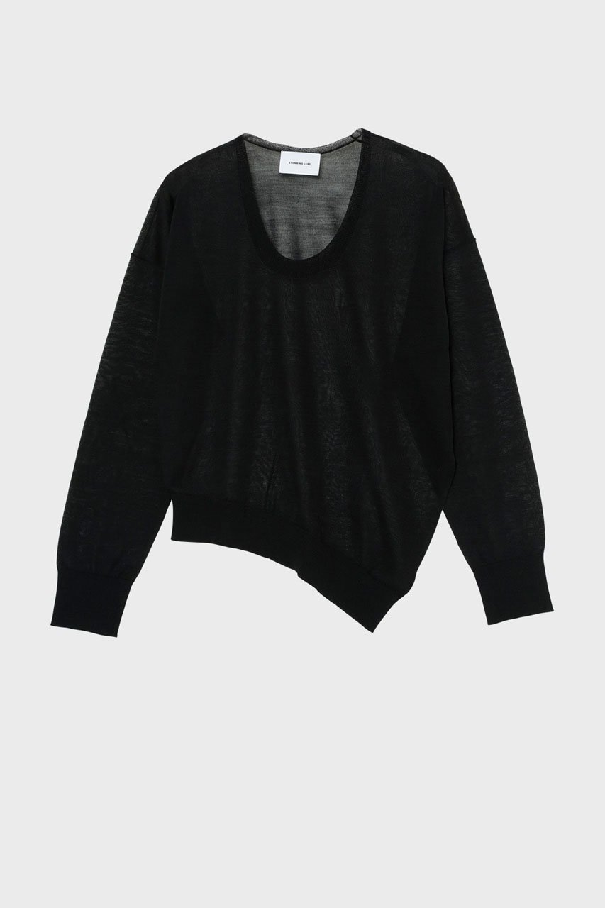 【スタニングルアー/STUNNING LURE】のrウールシルクUネック インテリア・キッズ・メンズ・レディースファッション・服の通販 founy(ファニー) ファッション Fashion レディースファッション Fashion for Women トップス・カットソー Cut & Sew Tops ニット Knit Tops & Sweaters カジュアルプルオーバー・ニットトップス Pullovers & Knit Tops / Casual Pullovers 2026年 2026 イレギュラー Irregular Design シアー Sheer, See-Through シルク Silk, 100% Silk ツイスト Tweed, Tweed Fabric ドレープ Drape, Draping Fabric パターン Pattern, Design Print ベーシック Basic, Essential モダン Modern, Contemporary エレガント 上品 Elegant 夏 Summer 春 Spring S/S・春夏 SS, Spring/Summer, Warm Season ブラック|ID: prp329100004845477 ipo3291000000035335073