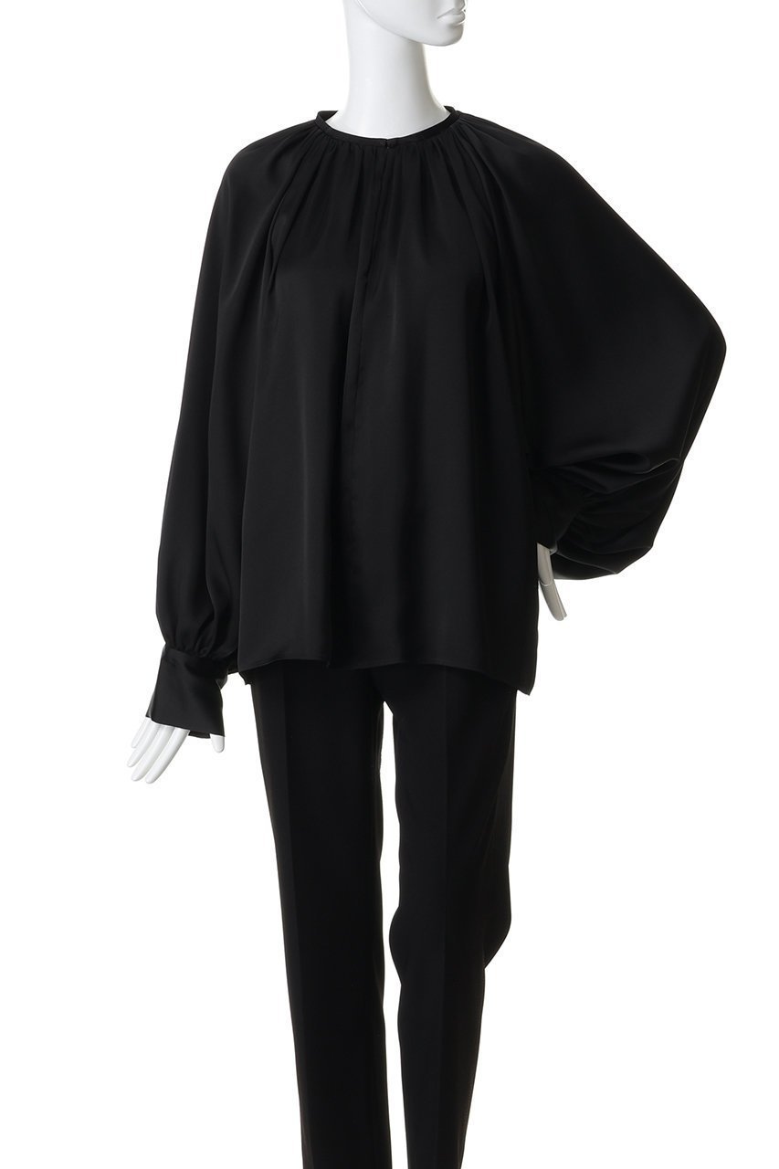 【ハー/HER.】のギャザーサテンブラウス 人気、トレンドファッション・服の通販 founy(ファニー) 　ファッション　Fashion　レディースファッション　Fashion for Women　トップス・カットソー　Cut & Sew Tops　シャツ・ブラウス・オフィスカジュアル　Elegant Blouses & Button-Ups　サテン　Satin, Glossy Fabric　スリーブ　Sleeve, Long Sleeve / Short Sleeve　フロント　Front, Front Design　ロング　Long, Long-Length　エレガント 上品　Elegant　other-2|ID: prp329100004845484 ipo3291000000036209208