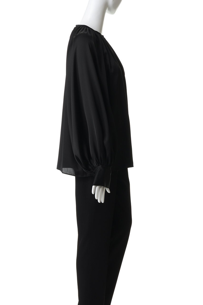 【ハー/HER.】のギャザーサテンブラウス 人気、トレンドファッション・服の通販 founy(ファニー) 　ファッション　Fashion　レディースファッション　Fashion for Women　トップス・カットソー　Cut & Sew Tops　シャツ・ブラウス・オフィスカジュアル　Elegant Blouses & Button-Ups　サテン　Satin, Glossy Fabric　スリーブ　Sleeve, Long Sleeve / Short Sleeve　フロント　Front, Front Design　ロング　Long, Long-Length　エレガント 上品　Elegant　other-3|ID: prp329100004845484 ipo3291000000036209211