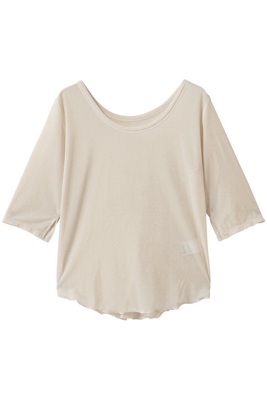【スリー ドッツ/three dots】のシアーベロア ダブルオープンネックTシャツ インテリア・キッズ・メンズ・レディースファッション・服の通販 founy(ファニー) 　ファッション　Fashion　レディースファッション　Fashion for Women　トップス・カットソー　Cut & Sew Tops　シャツ・ブラウス・オフィスカジュアル　Elegant Blouses & Button-Ups　ロングTシャツ・Tシャツ　Longline T-Shirts & Tees　カットソー・ベーシックTシャツ　Cut-and-Sewn Tops / Stretch Tees & Basics　ベロアトップス　Velour Tops / Velvet-Look Items　2026年　2026　おすすめ　Recommended / Our Picks　インナー　Innerwear　シアー　Sheer, See-Through　ショート　Short, Short Length　ジャケット　Jacket, Outerwear　スリーブ　Sleeve, Long Sleeve / Short Sleeve　トレンド　Trend, Trending Now　バランス　Balance, Style Balance　フィット　Fit, Slim Fit　ベロア　Velour, Soft Velvet　夏　Summer　春　Spring　S/S・春夏　SS, Spring/Summer, Warm Season　エクリュ|ID: prp329100004845503 ipo3291000000035335271