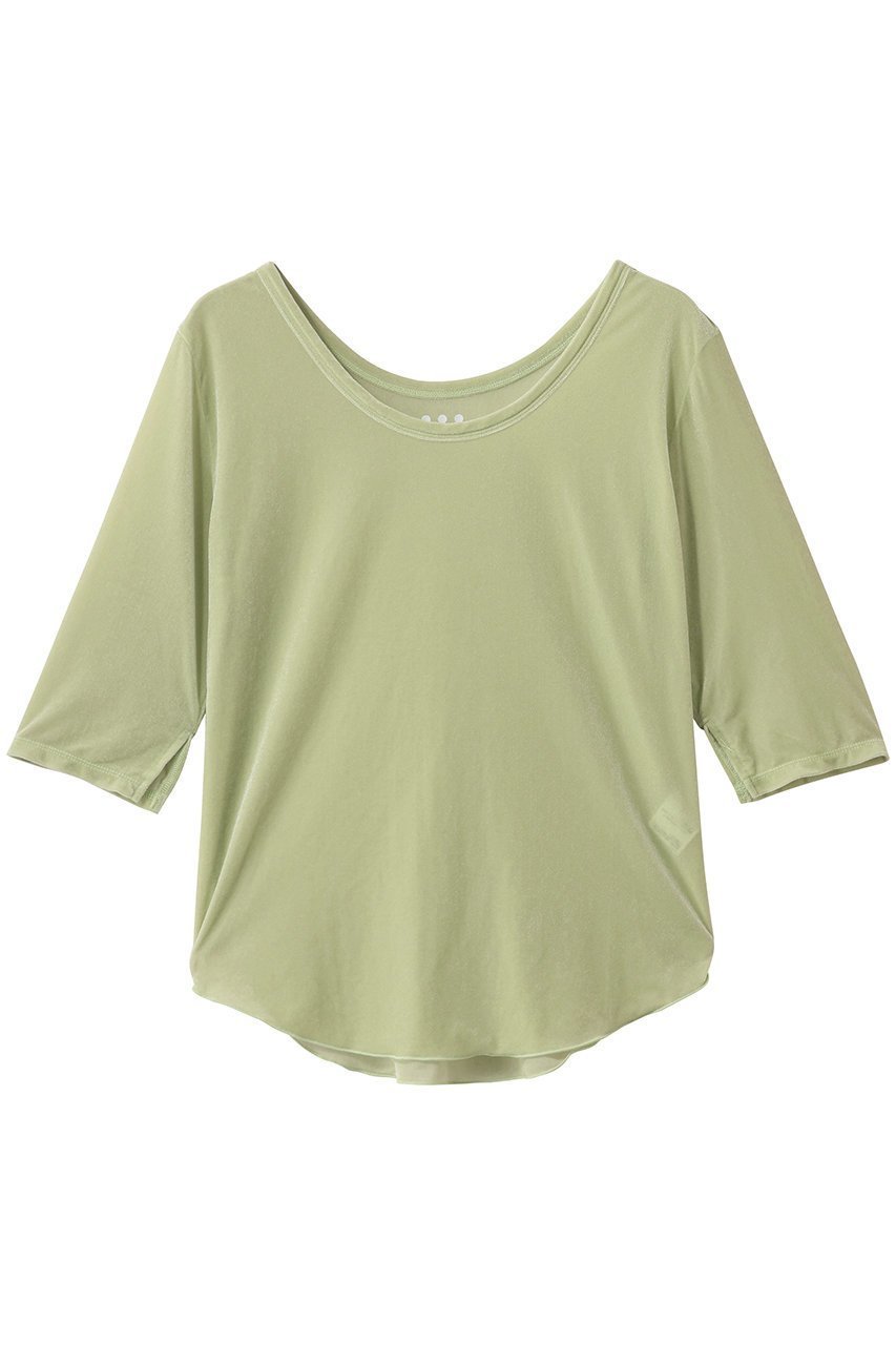 【スリー ドッツ/three dots】のシアーベロア ダブルオープンネックTシャツ インテリア・キッズ・メンズ・レディースファッション・服の通販 founy(ファニー) 　ファッション　Fashion　レディースファッション　Fashion for Women　トップス・カットソー　Cut & Sew Tops　シャツ・ブラウス・オフィスカジュアル　Elegant Blouses & Button-Ups　ロングTシャツ・Tシャツ　Longline T-Shirts & Tees　カットソー・ベーシックTシャツ　Cut-and-Sewn Tops / Stretch Tees & Basics　ベロアトップス　Velour Tops / Velvet-Look Items　2026年　2026　おすすめ　Recommended / Our Picks　インナー　Innerwear　シアー　Sheer, See-Through　ショート　Short, Short Length　ジャケット　Jacket, Outerwear　スリーブ　Sleeve, Long Sleeve / Short Sleeve　トレンド　Trend, Trending Now　バランス　Balance, Style Balance　フィット　Fit, Slim Fit　ベロア　Velour, Soft Velvet　夏　Summer　春　Spring　S/S・春夏　SS, Spring/Summer, Warm Season　グリーン|ID: prp329100004845503 ipo3291000000035335272