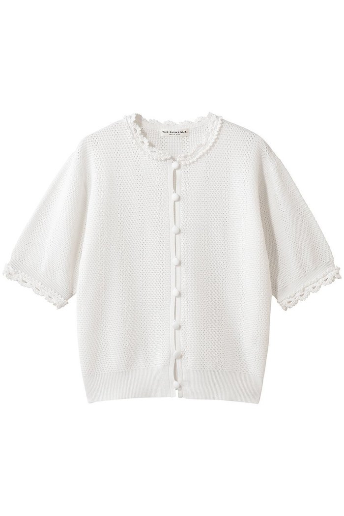 【シンゾーン/Shinzone】のメッシュレースニットカーディガン インテリア・キッズ・メンズ・レディースファッション・服の通販 founy(ファニー) https://founy.com/ ファッション Fashion レディースファッション Fashion for Women トップス・カットソー Cut & Sew Tops ニット Knit Tops & Sweaters カーディガン・羽織り Layered Style Cardigans 2026年 2026 かぎ針 Crochet カーディガン Cardigan, Knitwear コンパクト Compact, Small Size フォルム Silhouette, Form モチーフ Motif, Design Theme レース Lace, Lace Fabric 半袖 Short Sleeve, Half Sleeve 夏 Summer 手編み Hand-Knitted, Handmade Knit 春 Spring S/S・春夏 SS, Spring/Summer, Warm Season 羽織 Haori, Light Jacket |ID: prp329100004846186 ipo3291000000035808846