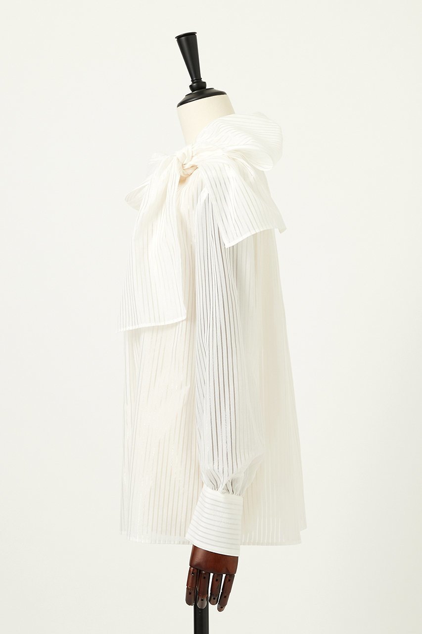 【オーヴィル/EAUVIRE】のストライプボウタイブラウス 人気、トレンドファッション・服の通販 founy(ファニー) 　ファッション　Fashion　レディースファッション　Fashion for Women　トップス・カットソー　Cut & Sew Tops　シャツ・ブラウス・オフィスカジュアル　Elegant Blouses & Button-Ups　2026年　2026　アシンメトリー　Asymmetrical Style　キュプラ　Cupro, Eco Fabric　ジャケット　Jacket, Outerwear　ストライプ　Stripe, Striped Pattern　スリーブ　Sleeve, Long Sleeve / Short Sleeve　ドレープ　Drape, Draping Fabric　ロング　Long, Long-Length　エレガント 上品　Elegant　夏　Summer　日本製　Made In Japan　春　Spring　S/S・春夏　SS, Spring/Summer, Warm Season　other-2|ID: prp329100004846350 ipo3291000000035364280