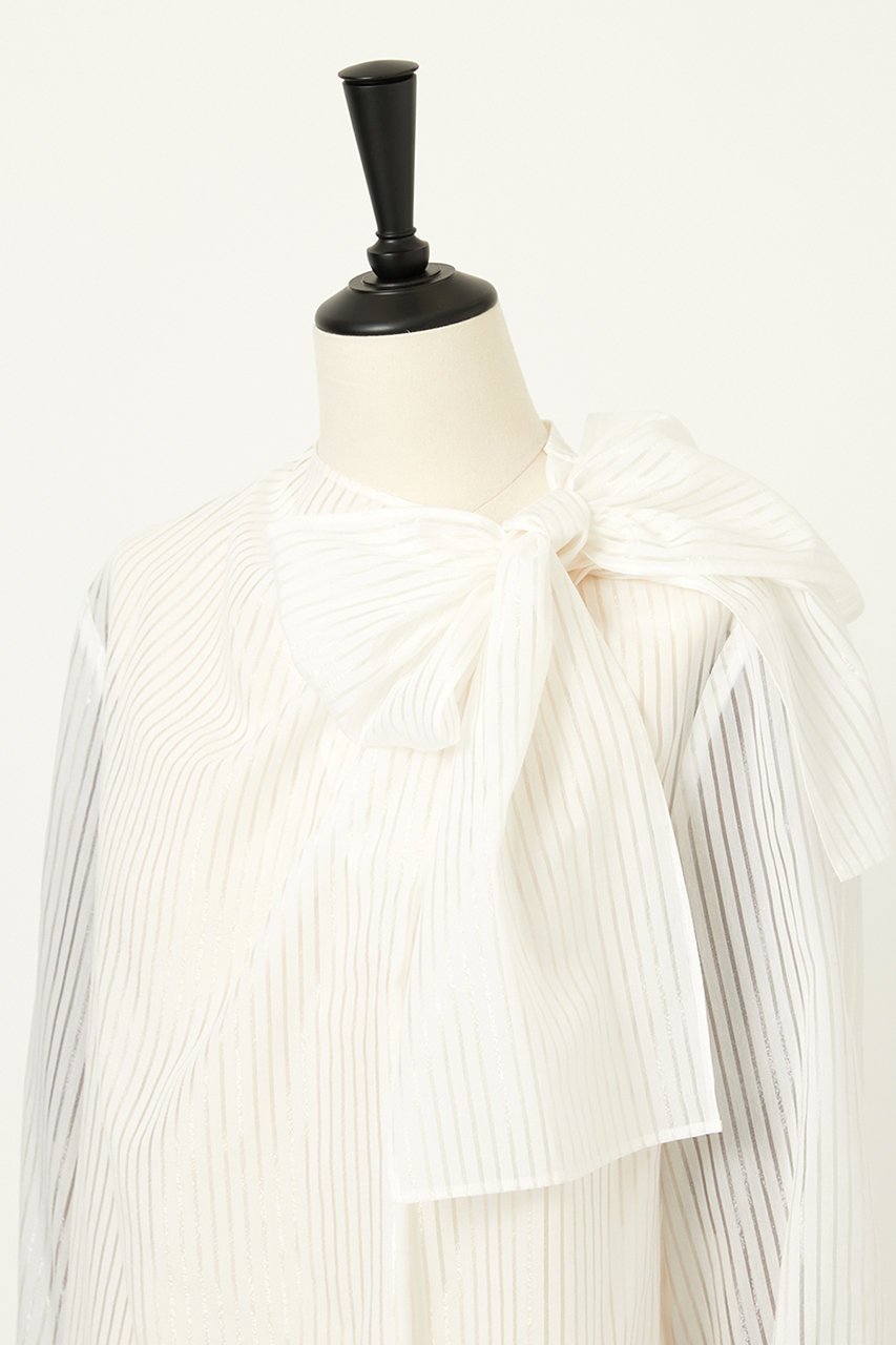 【オーヴィル/EAUVIRE】のストライプボウタイブラウス 人気、トレンドファッション・服の通販 founy(ファニー) 　ファッション　Fashion　レディースファッション　Fashion for Women　トップス・カットソー　Cut & Sew Tops　シャツ・ブラウス・オフィスカジュアル　Elegant Blouses & Button-Ups　2026年　2026　アシンメトリー　Asymmetrical Style　キュプラ　Cupro, Eco Fabric　ジャケット　Jacket, Outerwear　ストライプ　Stripe, Striped Pattern　スリーブ　Sleeve, Long Sleeve / Short Sleeve　ドレープ　Drape, Draping Fabric　ロング　Long, Long-Length　エレガント 上品　Elegant　夏　Summer　日本製　Made In Japan　春　Spring　S/S・春夏　SS, Spring/Summer, Warm Season　other-4|ID: prp329100004846350 ipo3291000000035364284