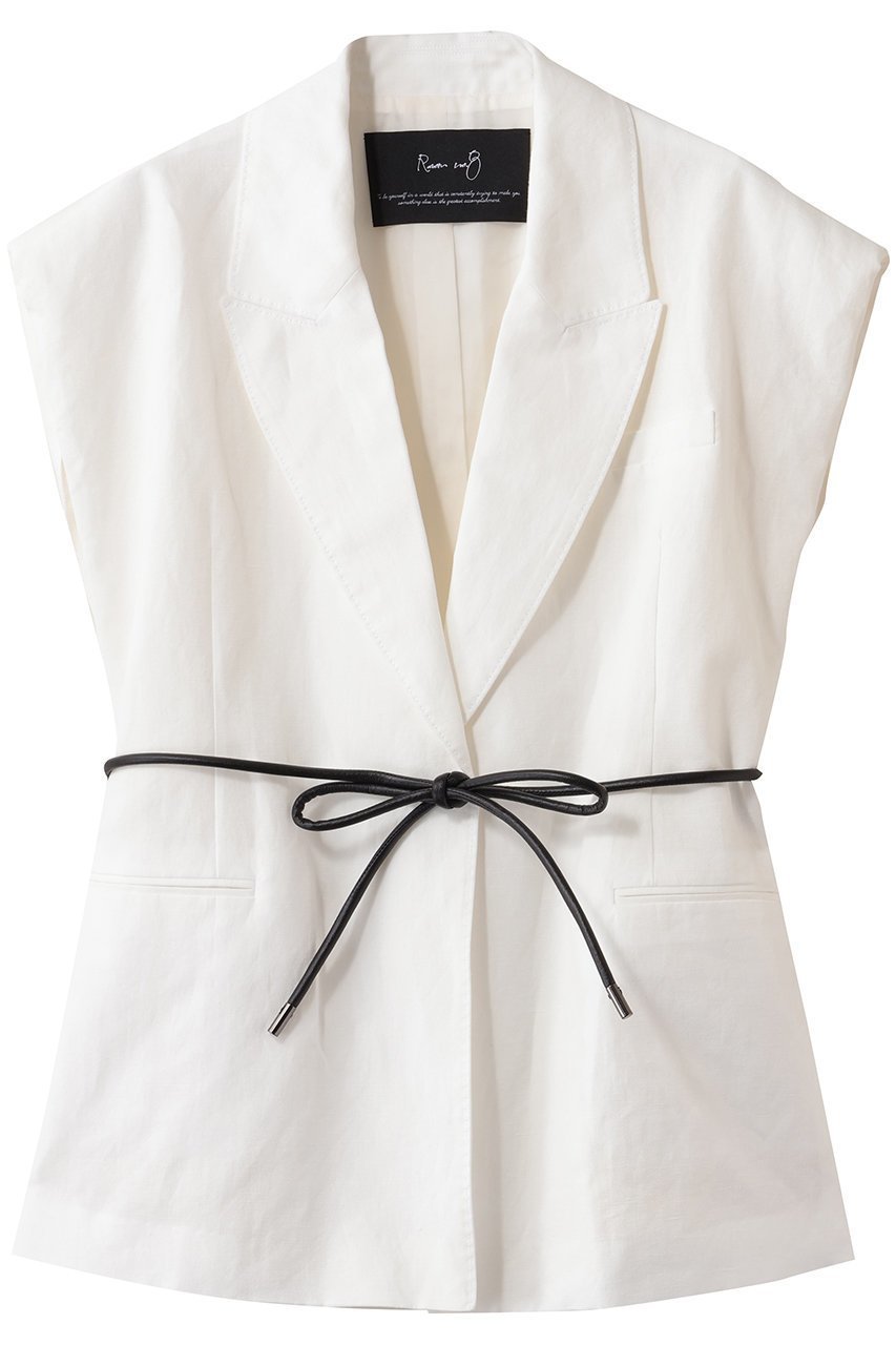 【ルームエイト/Room no.8】の【Room no.8 BLACK】LINEN ダブルブレスト ボリューム ジレ インテリア・キッズ・メンズ・レディースファッション・服の通販 founy(ファニー) 　ファッション　Fashion　レディースファッション　Fashion for Women　アウター　Coat / Outerwear Collection　レディースジャケット・軽アウター　Jackets　2026年　2026　クール　Cool, Chic　ジャケット　Jacket, Outerwear　ダブル　Double, Double-Breasted　ベスト　Vest, Waistcoat　リネン　Linen, Linen Fabric　夏　Summer　春　Spring　S/S・春夏　SS, Spring/Summer, Warm Season　ホワイト|ID: prp329100004846362 ipo3291000000035609310