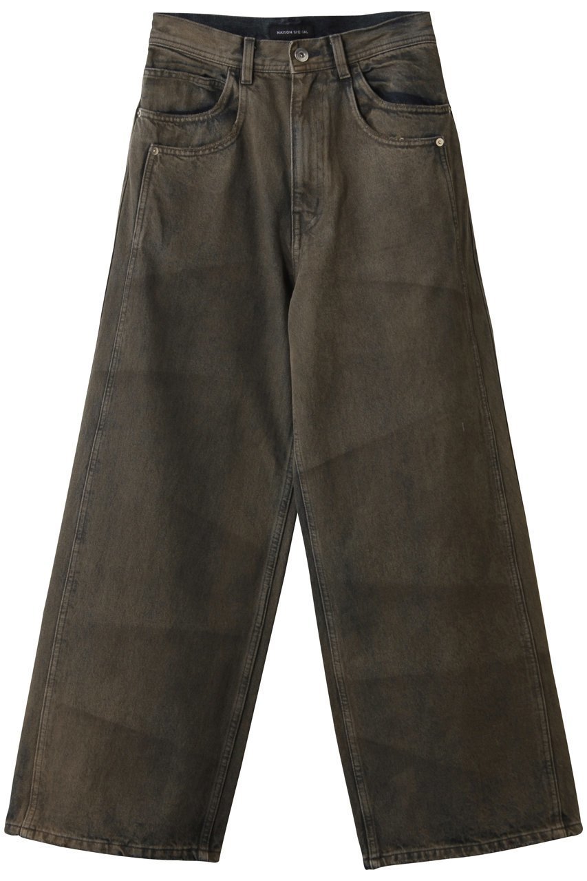 【メゾンスペシャル/MAISON SPECIAL】のDouble Pocket Mud Denim/ダブルポケットマッドデニム インテリア・キッズ・メンズ・レディースファッション・服の通販 founy(ファニー) 　ファッション　Fashion　レディースファッション　Fashion for Women　パンツ　Pants & Trousers　デニムパンツ・ジーンズ・美脚デニム　Denim Jeans & Pants　カットソー　Cut and Sewn Top　ストレート　Straight, Straight Cut　ダメージ　Distressed, Destroyed　デニム　Denim, Jeans Material　リラックス　Relax, Relaxed Fit　ワイド　Wide, Wide Fit　BRN(ブラウン)|ID: prp329100004846371 ipo3291000000036230971