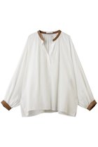 【ベイジ,/BEIGE,】のPAULINE / リネンヴィスコースフェイクレザー配色ブラウス White|ID: prp329100004847066 ipo3291000000036142764
