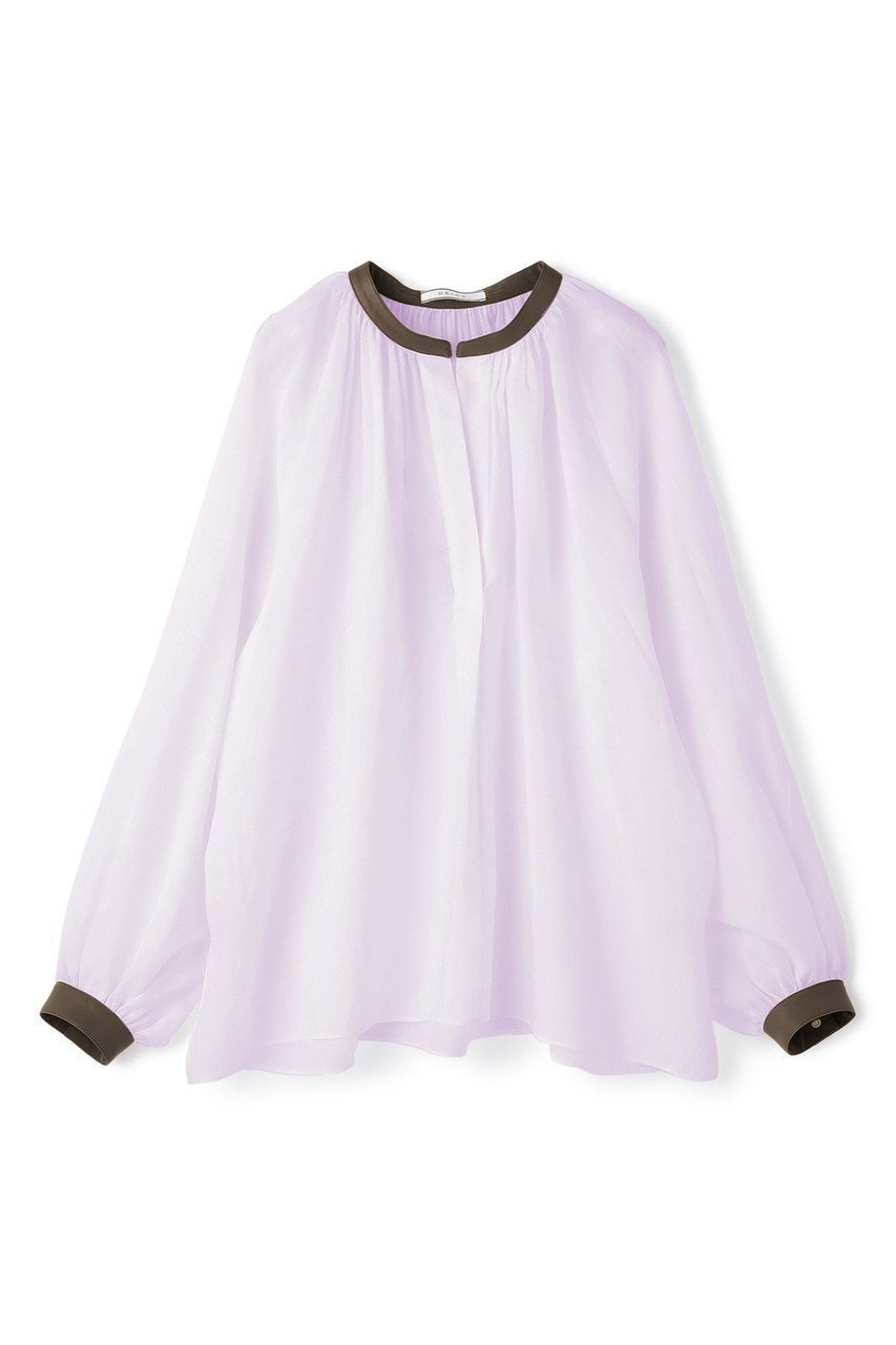 【ベイジ,/BEIGE,】のPAULINE / リネンヴィスコースフェイクレザー配色ブラウス インテリア・キッズ・メンズ・レディースファッション・服の通販 founy(ファニー) 　ファッション　Fashion　レディースファッション　Fashion for Women　トップス・カットソー　Cut & Sew Tops　シャツ・ブラウス・オフィスカジュアル　Elegant Blouses & Button-Ups　2026年　2026　カフス　Cuff Design　ギャザー　Gathered, Ruffled　スリーブ　Sleeve, Long Sleeve / Short Sleeve　フェイクレザー　Faux Leather, PU Leather　ロング　Long, Long-Length　夏　Summer　春　Spring　S/S・春夏　SS, Spring/Summer, Warm Season　洗える　Machine Washable　Lilac|ID: prp329100004847067 ipo3291000000035397757