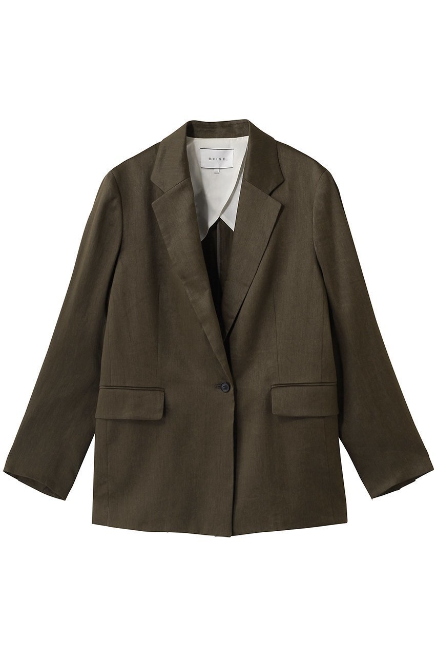 【ベイジ,/BEIGE,】のMICA / リネンブレンドテーラードジャケット インテリア・キッズ・メンズ・レディースファッション・服の通販 founy(ファニー) 　ファッション　Fashion　レディースファッション　Fashion for Women　アウター　Coat / Outerwear Collection　レディースジャケット・軽アウター　Jackets　テーラードジャケット / 通勤・きれいめスタイル　Tailored Jackets & Blazers　2026年　2026　ジャケット　Jacket, Outerwear　セットアップ　Set-Up, Coordinated Outfit　デニム　Denim, Jeans Material　バランス　Balance, Style Balance　夏　Summer　春　Spring　S/S・春夏　SS, Spring/Summer, Warm Season　Khaki|ID: prp329100004847072 ipo3291000000035638107