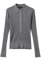 【イレーヴ/YLEVE】のウール シルク カシミア リブ ニット ポロ グレー|ID: prp329100004847080 ipo3291000000036092540