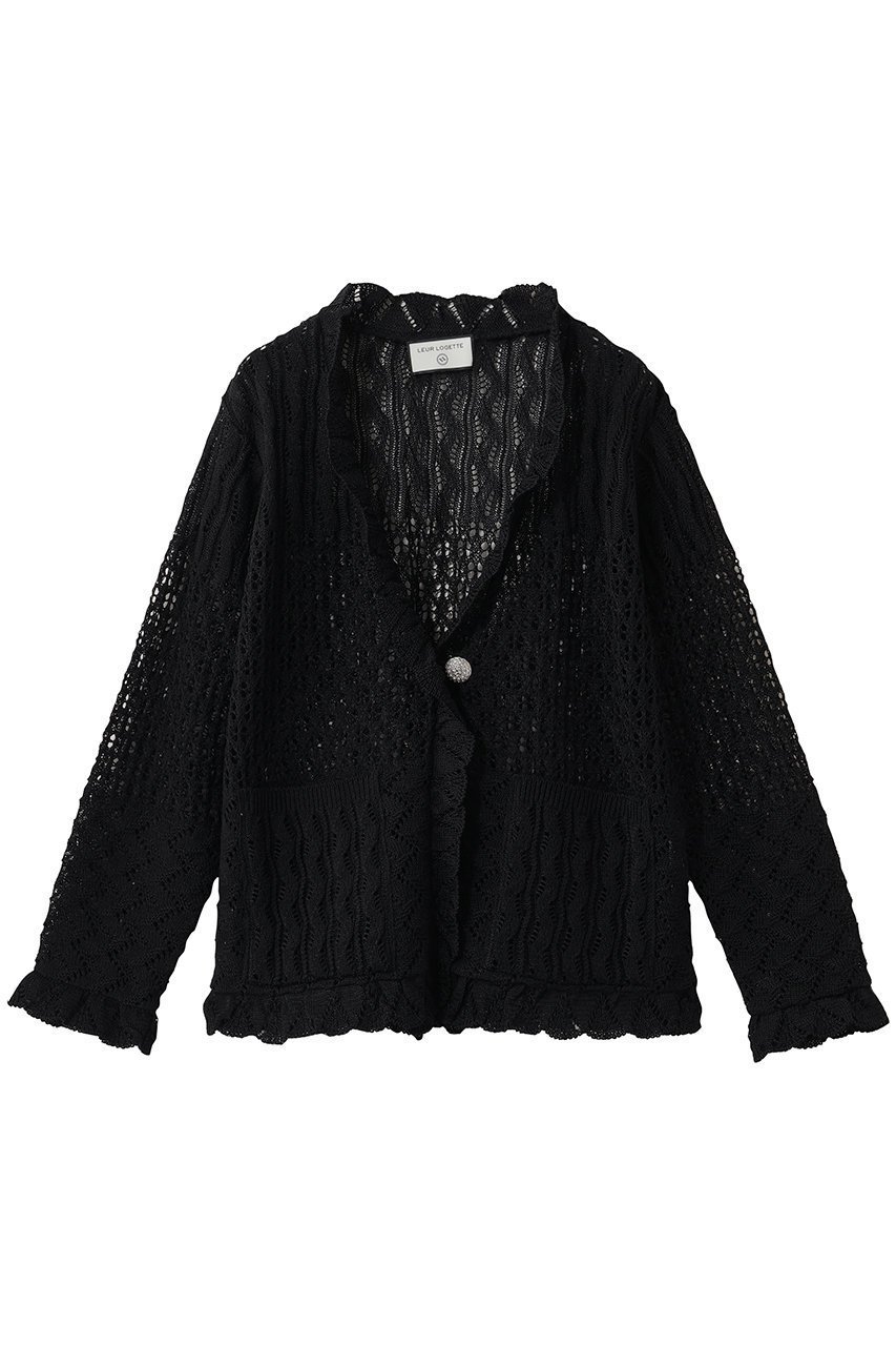 【ルール ロジェット/leur logette】のコットンニットカーディガン インテリア・キッズ・メンズ・レディースファッション・服の通販 founy(ファウニー) 　ファッション　Fashion　レディースファッション　Fashion for Women　トップス・カットソー　Cut & Sew Tops　ニット　Knit Tops & Sweaters　カーディガン・羽織り　Layered Style Cardigans　カーディガン　Cardigan, Knitwear　メッシュ　Mesh, Net Fabric　ブラック|ID: prp329100004847084 ipo3291000000036891604