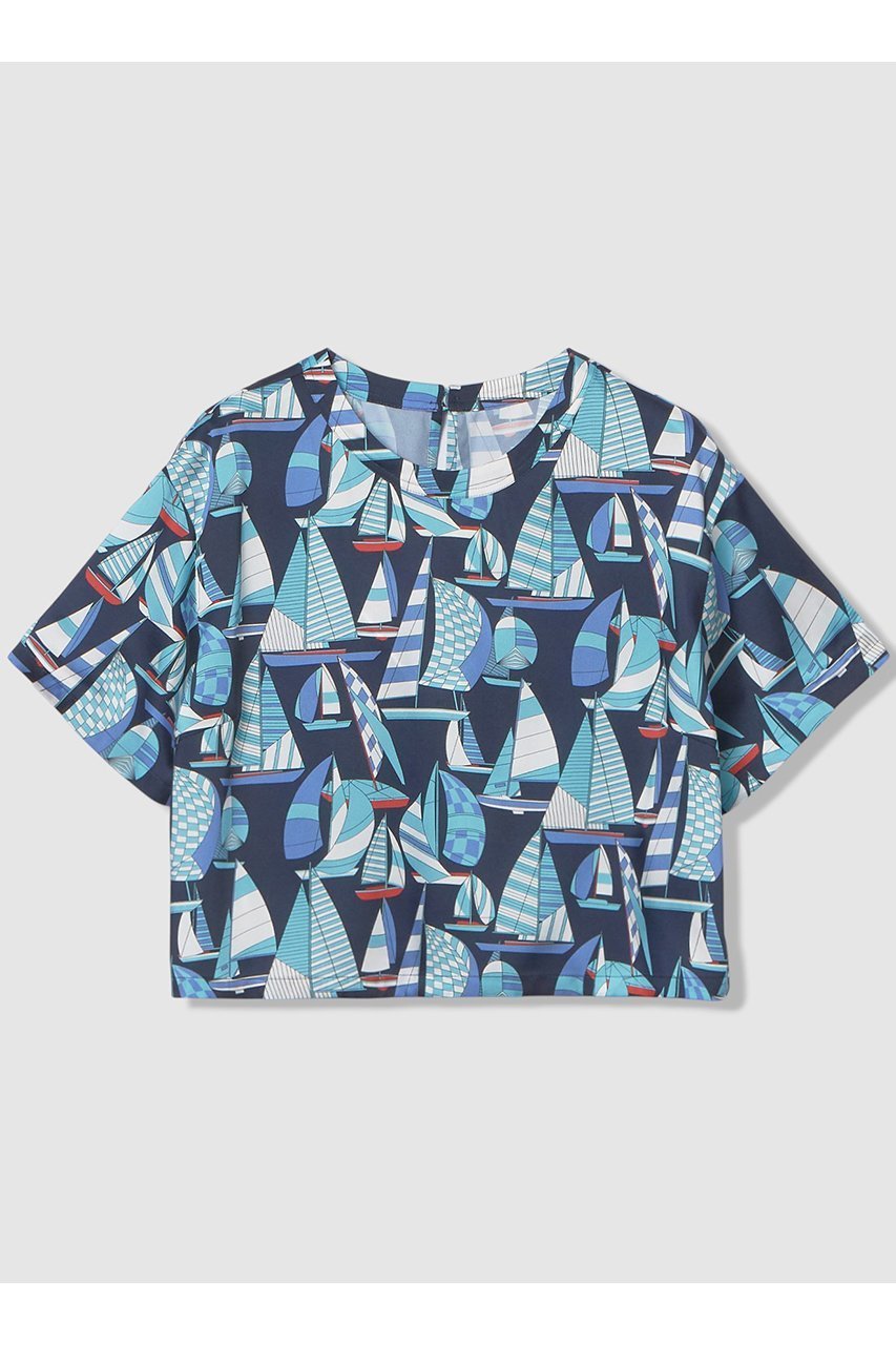 【アルアバイル/allureville】の【LOULOU WILLOUGHBY】RATTI マリーナプリント Tブラウス インテリア・キッズ・メンズ・レディースファッション・服の通販 founy(ファニー) 　ファッション　Fashion　レディースファッション　Fashion for Women　トップス・カットソー　Cut & Sew Tops　シャツ・ブラウス・オフィスカジュアル　Elegant Blouses & Button-Ups　2026年　2026　ショート　Short, Short Length　スリーブ　Sleeve, Long Sleeve / Short Sleeve　バランス　Balance, Style Balance　プリント　Print, Printed Pattern　モチーフ　Motif, Design Theme　今季　This Season, Current Season　夏　Summer　春　Spring　S/S・春夏　SS, Spring/Summer, Warm Season　ブルー系|ID: prp329100004847109 ipo3291000000035398088