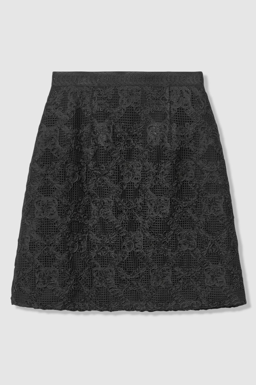【アルアバイル/allureville】の【LOULOU WILLOUGHBY】コード刺繍ミニスカート インテリア・キッズ・メンズ・レディースファッション・服の通販 founy(ファニー) ファッション Fashion レディースファッション Fashion for Women スカート Skirts ミニスカート Mini Skirts 2026年 2026 コンパクト Compact, Small Size シルバー Silver, Metallic Silver シンプル Simple, Minimal ミニスカート Mini Skirt, Short Skirt レース Lace, Lace Fabric エレガント 上品 Elegant 台形 A-Line, Trapezoid Shape 夏 Summer 春 Spring S/S・春夏 SS, Spring/Summer, Warm Season ブラック|ID: prp329100004847116 ipo3291000000035398166