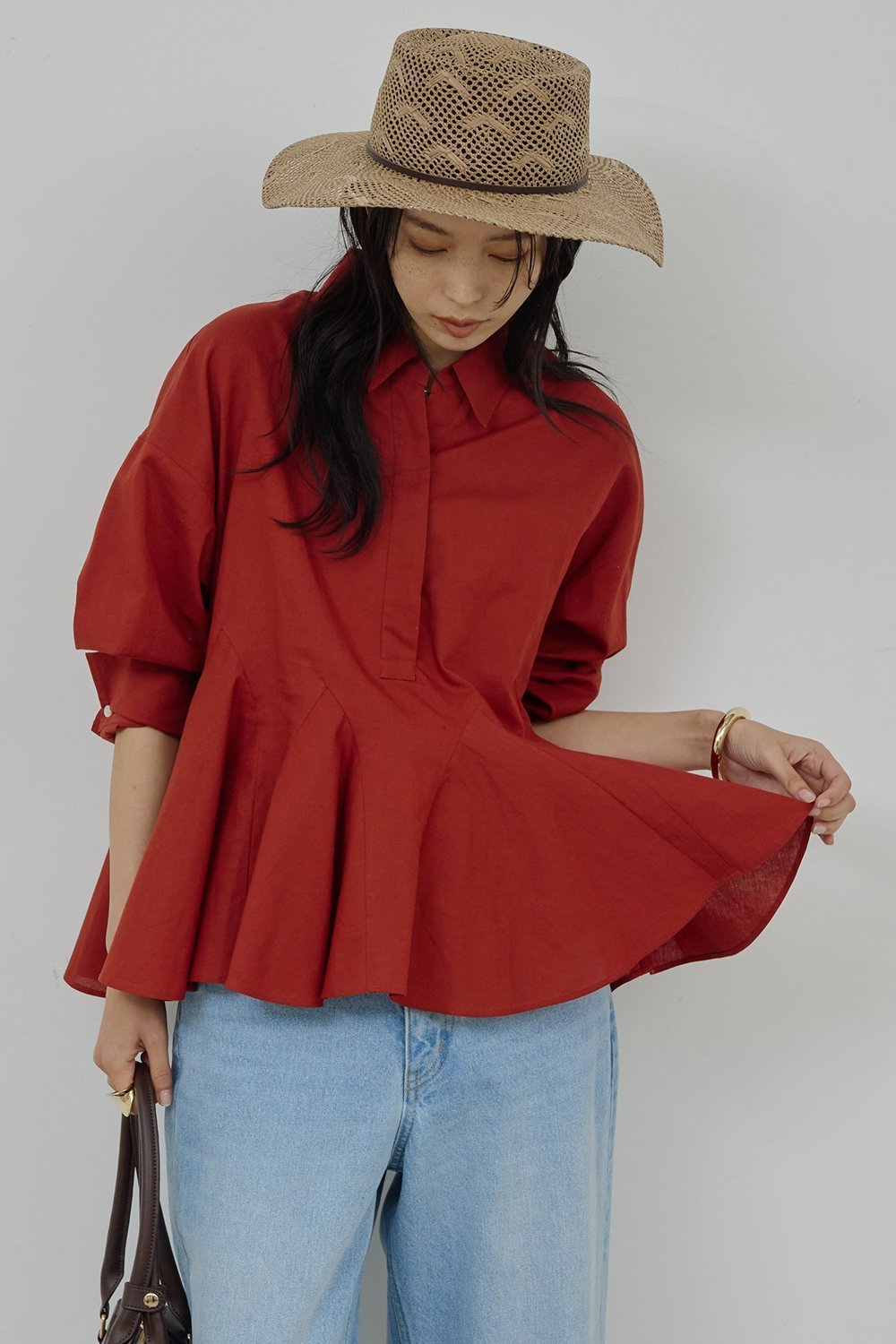 【ガリャルダガランテ/GALLARDAGALANTE】のフレアブラウス 人気、トレンドファッション・服の通販 founy(ファニー) 　ファッション　Fashion　レディースファッション　Fashion for Women　トップス・カットソー　Cut & Sew Tops　シャツ・ブラウス・オフィスカジュアル　Elegant Blouses & Button-Ups　2026年　2026　スリーブ　Sleeve, Long Sleeve / Short Sleeve　デニム　Denim, Jeans Material　フレア　Flare, Flared　ボトム　Bottoms, Lower Wear　ロング　Long, Long-Length　エレガント 上品　Elegant　夏　Summer　春　Spring　S/S・春夏　SS, Spring/Summer, Warm Season　other-6|ID: prp329100004847121 ipo3291000000035470917