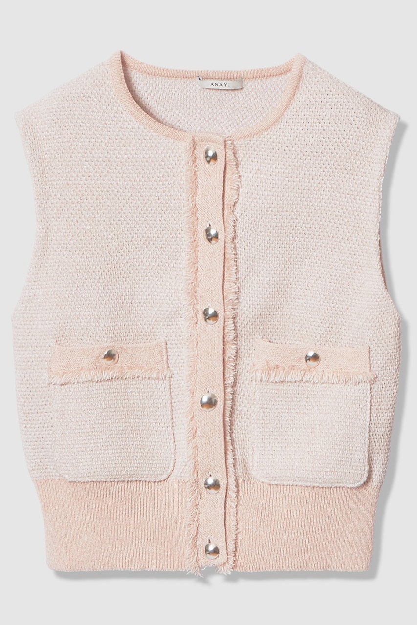 【アナイ/ANAYI】のミックスツイードジレ インテリア・キッズ・メンズ・レディースファッション・服の通販 founy(ファニー) ファッション Fashion レディースファッション Fashion for Women アウター Coat / Outerwear Collection レディースジャケット・軽アウター Jackets 2026年 2026 ジャケット Jacket, Outerwear ツイード Twill, Twill Weave フリンジ Fringe, Tassel ブルゾン Blouson, Bomber Jacket ベスト Vest, Waistcoat ポケット Pocket, Pocket Detail ミックス Mix, Mixed Style ワイド Wide, Wide Fit 夏 Summer 春 Spring S/S・春夏 SS, Spring/Summer, Warm Season ピンクベージュ|ID: prp329100004847137 ipo3291000000036142912