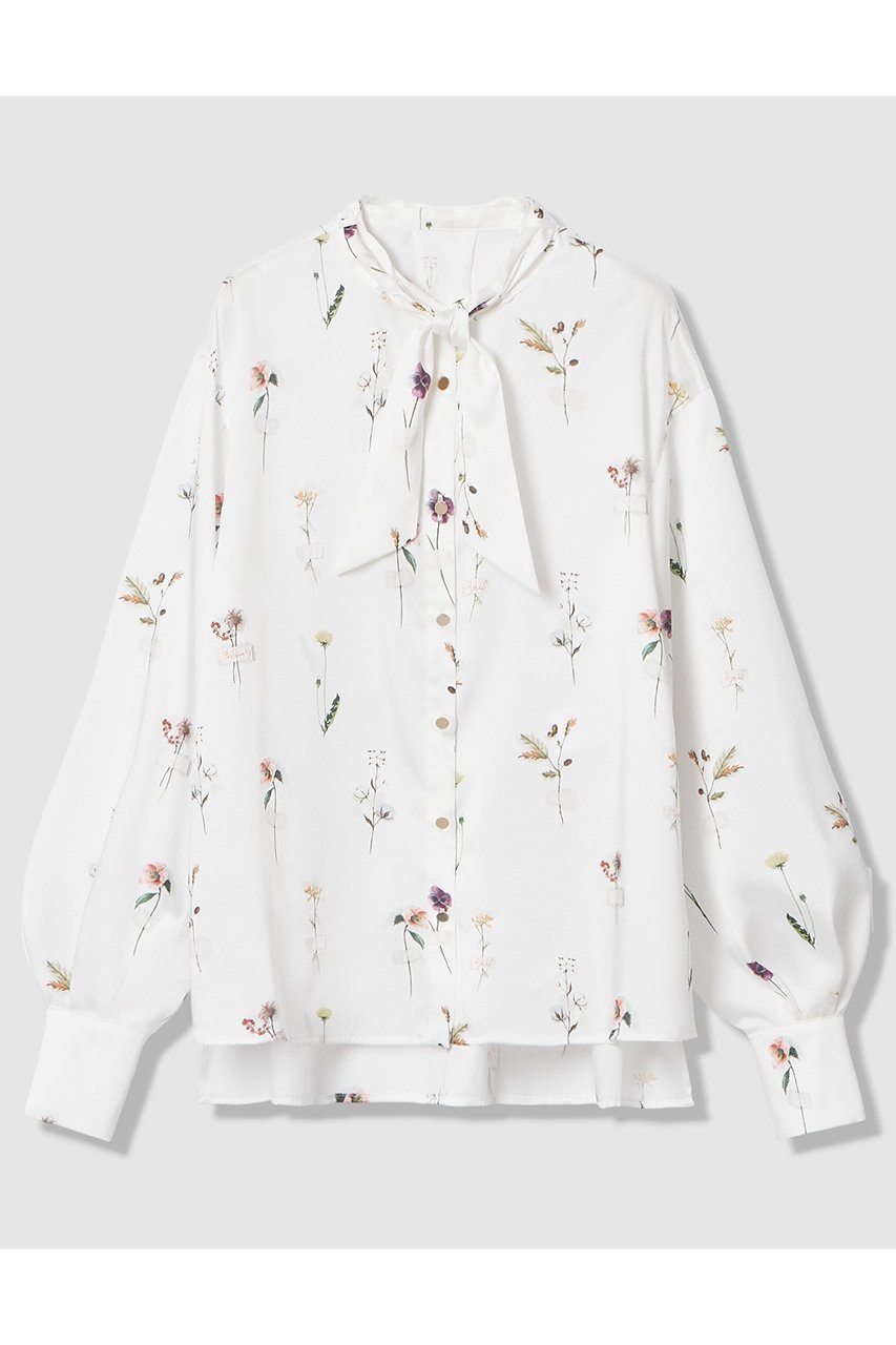 【アナイ/ANAYI】のボタニカルサテンプリントスカーフタイ ブラウス 人気、トレンドファッション・服の通販 founy(ファニー) 　ファッション　Fashion　レディースファッション　Fashion for Women　トップス・カットソー　Cut & Sew Tops　シャツ・ブラウス・オフィスカジュアル　Elegant Blouses & Button-Ups　2026年　2026　ショルダー　Shoulder, Shoulder Strap　シンプル　Simple, Minimal　スカーフ　Scarf, Neckwear　スタンド　Stand Collar, Upright Stand　スリーブ　Sleeve, Long Sleeve / Short Sleeve　ドロップ　Drop Shoulder, Dropped Style　プリント　Print, Printed Pattern　ボタニカル　Botanical, Floral Pattern　モチーフ　Motif, Design Theme　リラックス　Relax, Relaxed Fit　ロング　Long, Long-Length　夏　Summer　春　Spring　S/S・春夏　SS, Spring/Summer, Warm Season　 other-1|ID: prp329100004847140 ipo3291000000035398386