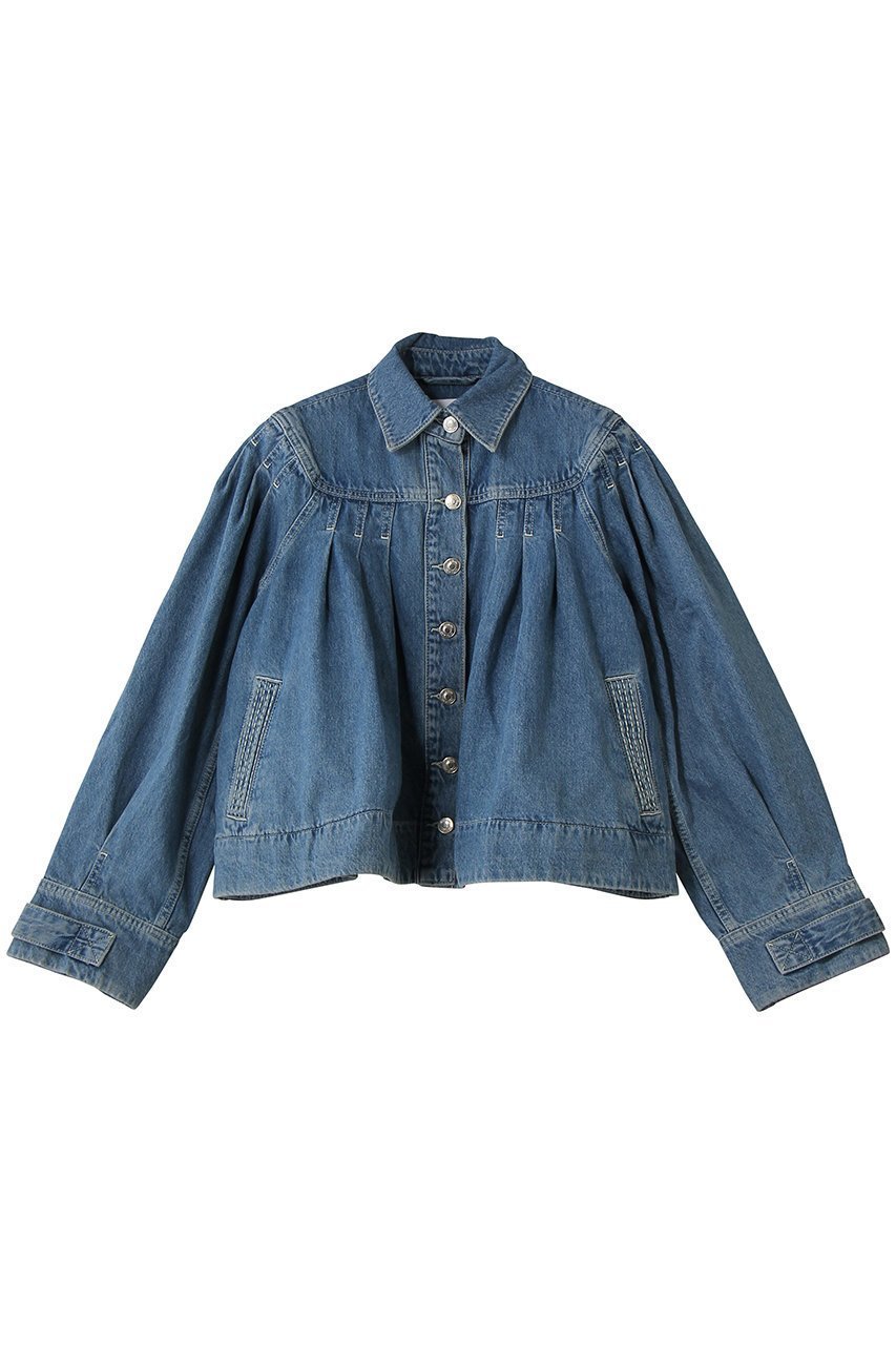 【マーレット/MERLETTE】のEASTON プリーツデニムジャケット 人気、トレンドファッション・服の通販 founy(ファニー) 　ファッション　Fashion　レディースファッション　Fashion for Women　アウター　Coat / Outerwear Collection　レディースジャケット・軽アウター　Jackets　デニムジャケット / カジュアルアウター　Denim Jackets　ショート　Short, Short Length　ジャケット　Jacket, Outerwear　デニム　Denim, Jeans Material　バランス　Balance, Style Balance　フォルム　Silhouette, Form　フロント　Front, Front Design　プリーツ　Pleats, Pleated　ボトム　Bottoms, Lower Wear　モダン　Modern, Contemporary　定番　Standard, Basic Item　 other-1|ID: prp329100004847231 ipo3291000000035403943