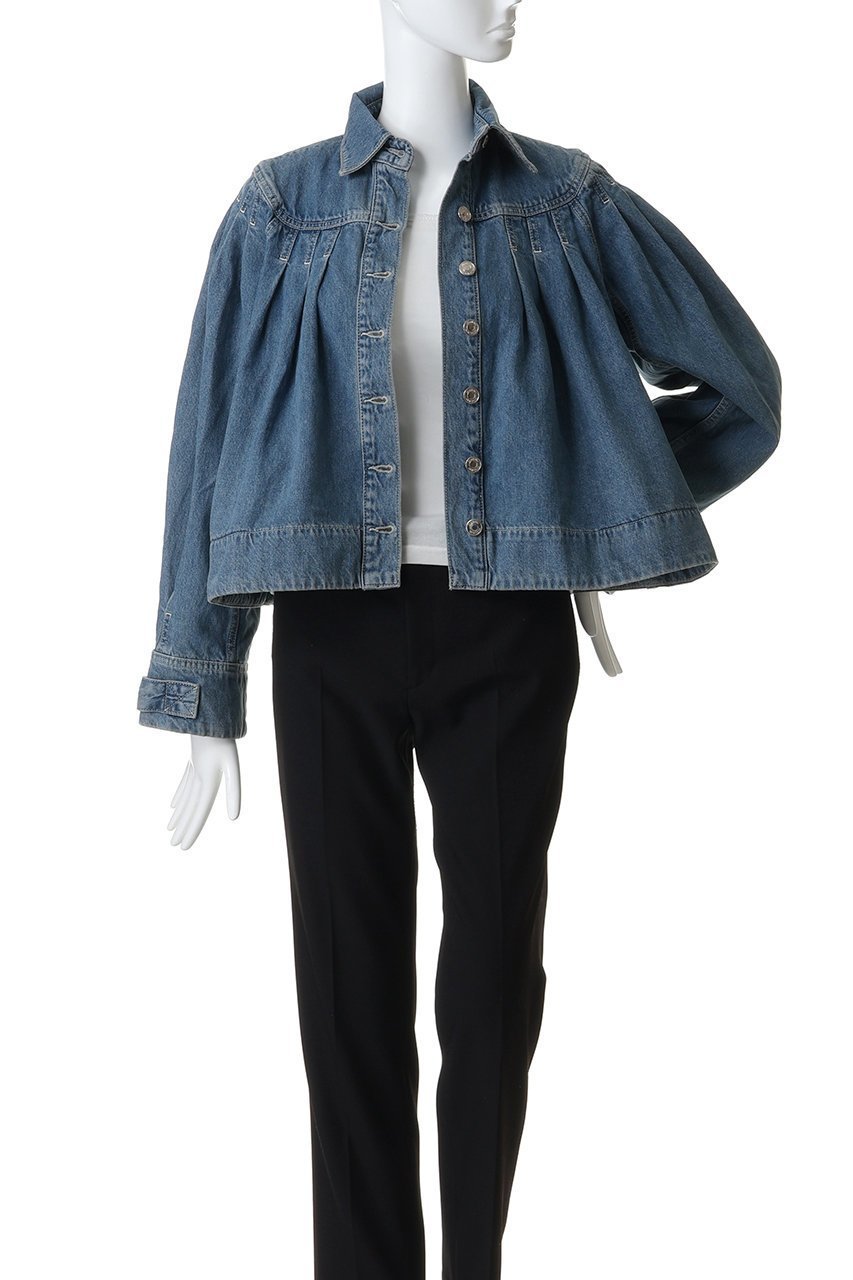 【マーレット/MERLETTE】のEASTON プリーツデニムジャケット 人気、トレンドファッション・服の通販 founy(ファニー) 　ファッション　Fashion　レディースファッション　Fashion for Women　アウター　Coat / Outerwear Collection　レディースジャケット・軽アウター　Jackets　デニムジャケット / カジュアルアウター　Denim Jackets　ショート　Short, Short Length　ジャケット　Jacket, Outerwear　デニム　Denim, Jeans Material　バランス　Balance, Style Balance　フォルム　Silhouette, Form　フロント　Front, Front Design　プリーツ　Pleats, Pleated　ボトム　Bottoms, Lower Wear　モダン　Modern, Contemporary　定番　Standard, Basic Item　other-7|ID: prp329100004847231 ipo3291000000035403952