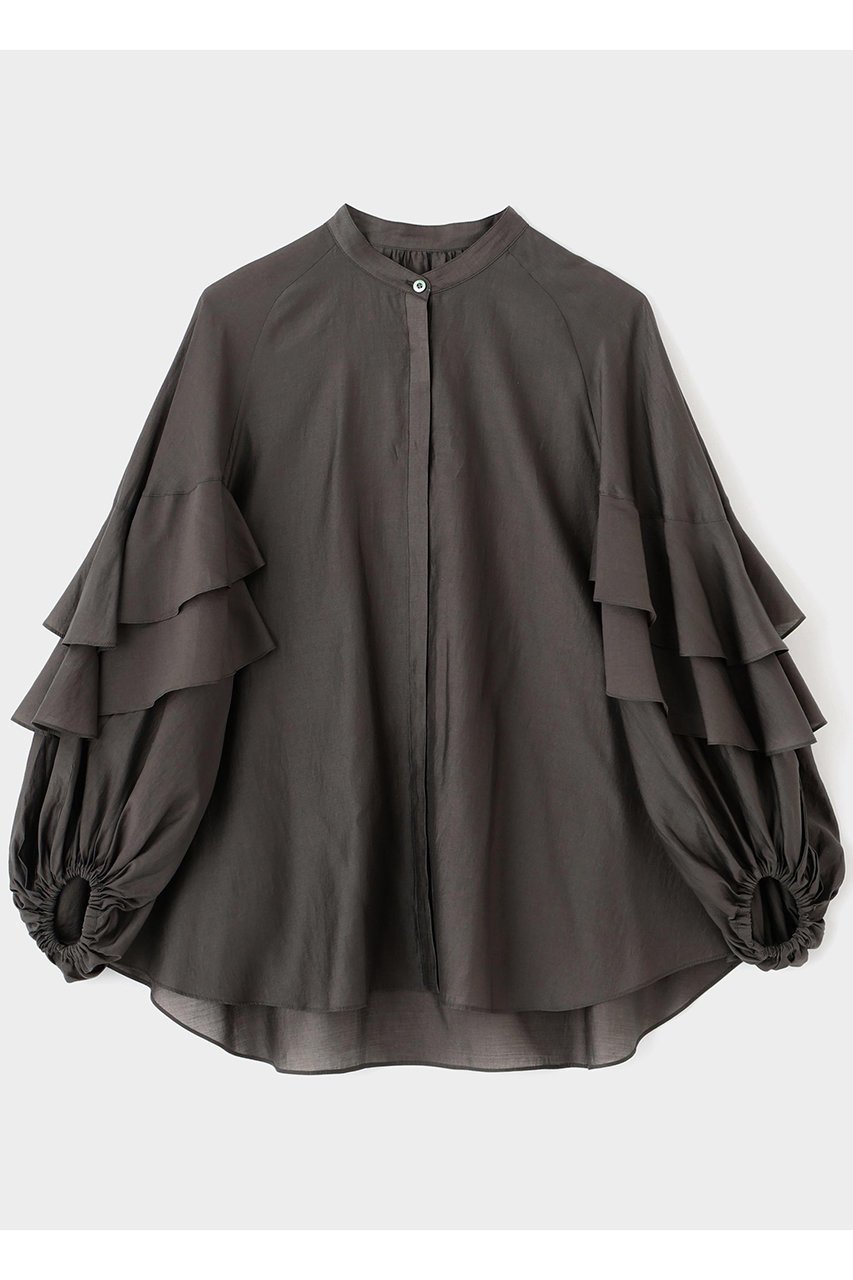 【ル フィル/LE PHIL】のスタンドカラーフリルブラウス インテリア・キッズ・メンズ・レディースファッション・服の通販 founy(ファニー) ファッション Fashion レディースファッション Fashion for Women トップス・カットソー Cut & Sew Tops シャツ・ブラウス・オフィスカジュアル Elegant Blouses & Button-Ups おすすめ Recommended / Our Picks オーガンジー Organza Fabric ギャザー Gathered, Ruffled スタンダード Standard, Basic スタンド Stand Collar, Upright Stand スリーブ Sleeve, Long Sleeve / Short Sleeve バランス Balance, Style Balance フェミニン Feminine, Girly フリル Frill, Ruffle ボトム Bottoms, Lower Wear ロング Long, Long-Length グレー|ID: prp329100004847233 ipo3291000000035470872