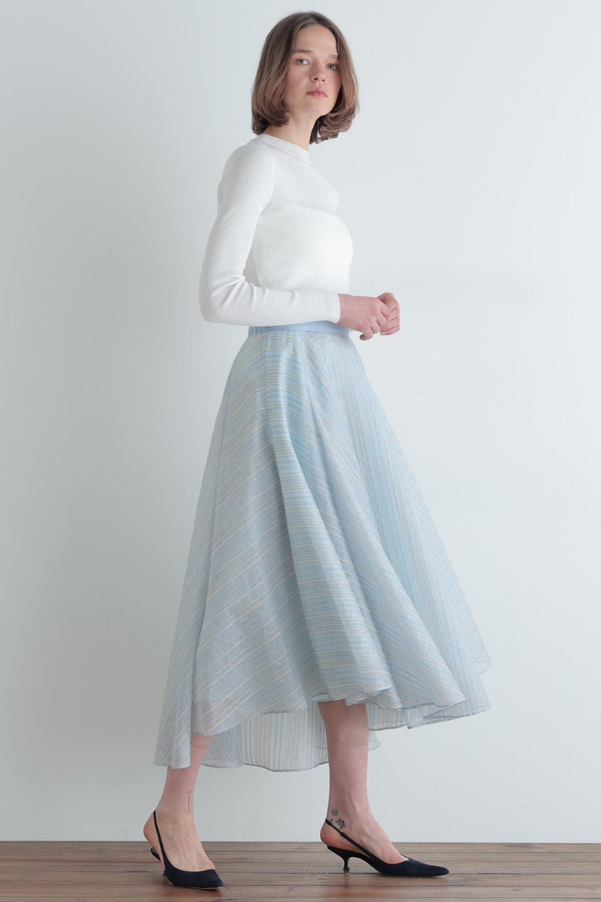 【ル フィル/LE PHIL】のストライプタックスカート 人気、トレンドファッション・服の通販 founy(ファニー) 　ファッション　Fashion　レディースファッション　Fashion for Women　スカート　Skirts　ロングスカート　Long Skirts / Maxi & Midi Skirts　シアー　Sheer, See-Through　ジャカード／ジャガード　Jacquard, Woven Pattern　ビッグ　Big, Oversized　フレア　Flare, Flared　ヘムライン　Hemline, Bottom Cut　ロング　Long, Long-Length　エレガント 上品　Elegant　別注　Limited Edition, Custom Order　夏　Summer　春　Spring　S/S・春夏　SS, Spring/Summer, Warm Season　other-2|ID: prp329100004847265 ipo3291000000036209369