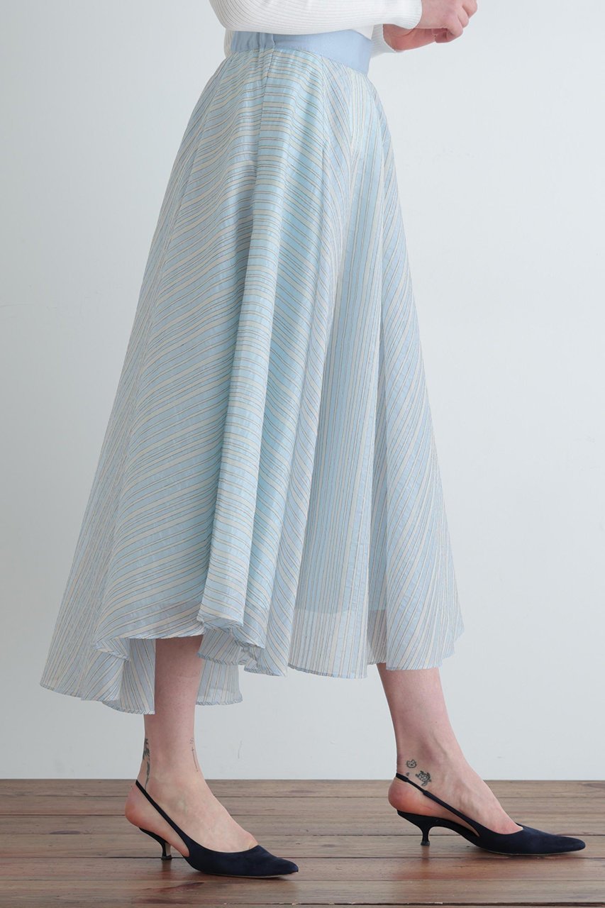 【ル フィル/LE PHIL】のストライプタックスカート 人気、トレンドファッション・服の通販 founy(ファニー) 　ファッション　Fashion　レディースファッション　Fashion for Women　スカート　Skirts　ロングスカート　Long Skirts / Maxi & Midi Skirts　シアー　Sheer, See-Through　ジャカード／ジャガード　Jacquard, Woven Pattern　ビッグ　Big, Oversized　フレア　Flare, Flared　ヘムライン　Hemline, Bottom Cut　ロング　Long, Long-Length　エレガント 上品　Elegant　別注　Limited Edition, Custom Order　夏　Summer　春　Spring　S/S・春夏　SS, Spring/Summer, Warm Season　other-4|ID: prp329100004847265 ipo3291000000036870388