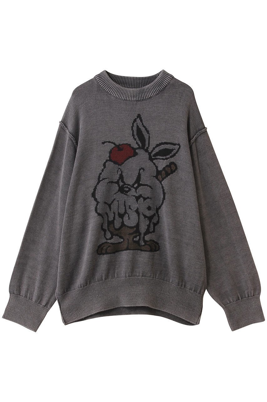 【メゾンスペシャル/MAISON SPECIAL】の【UNISEX】パフェバニー JQDニットL/S インテリア・キッズ・メンズ・レディースファッション・服の通販 founy(ファニー) 　ファッション　Fashion　レディースファッション　Fashion for Women　トップス・カットソー　Cut & Sew Tops　ニット　Knit Tops & Sweaters　カジュアルプルオーバー・ニットトップス　Pullovers & Knit Tops / Casual Pullovers　ユニセックス　Unisex, Genderless　キャラクター　Character, Licensed Characters　グラフィック　Graphic, Graphic Design　スウェット / スエット　Sweatshirt, Sweatwear　フロント　Front, Front Design　BLK(ブラック)|ID: prp329100004847962 ipo3291000000036519506
