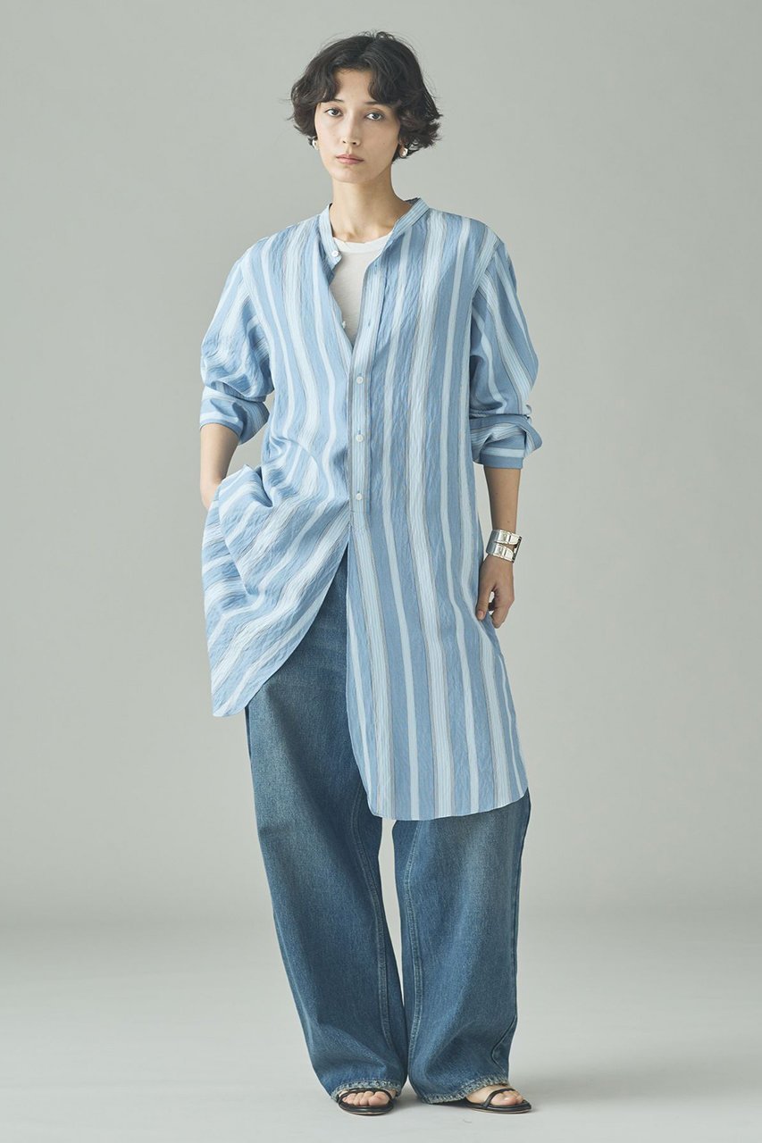 【カレンソロジー/Curensology】のストライプバンドカラーロングシャツ 人気、トレンドファッション・服の通販 founy(ファニー) ファッション Fashion レディースファッション Fashion for Women トップス・カットソー Cut & Sew Tops シャツ・ブラウス・オフィスカジュアル Elegant Blouses & Button-Ups ストライプ Stripe, Striped Pattern スリーブ Sleeve, Long Sleeve / Short Sleeve フランス France, French リラックス Relax, Relaxed Fit ロング Long, Long-Length ワイド Wide, Wide Fit ヴィンテージ Vintage Style 人気 Popular, Best Seller other-5|ID: prp329100004847974 ipo3291000000036073695