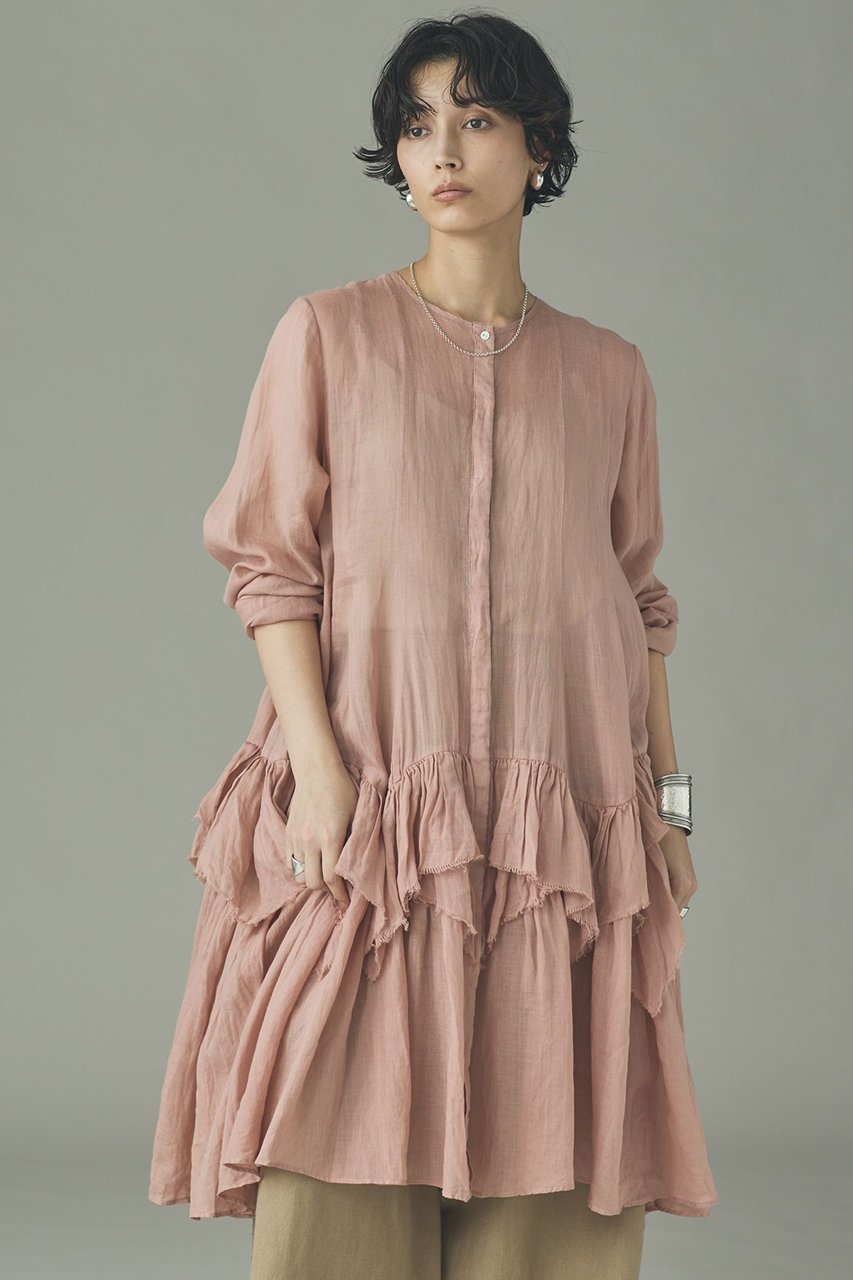 【カレンソロジー/Curensology】のラミーランダムフリルブラウス 人気、トレンドファッション・服の通販 founy(ファニー) 　ファッション　Fashion　レディースファッション　Fashion for Women　トップス・カットソー　Cut & Sew Tops　シャツ・ブラウス・オフィスカジュアル　Elegant Blouses & Button-Ups　シアー　Sheer, See-Through　スリーブ　Sleeve, Long Sleeve / Short Sleeve　チュニック　Tunic, Long Top　バランス　Balance, Style Balance　フリル　Frill, Ruffle　ランダム　Random, Irregular　ロング　Long, Long-Length　エレガント 上品　Elegant　人気　Popular, Best Seller　 other-1|ID: prp329100004847975 ipo3291000000035718613