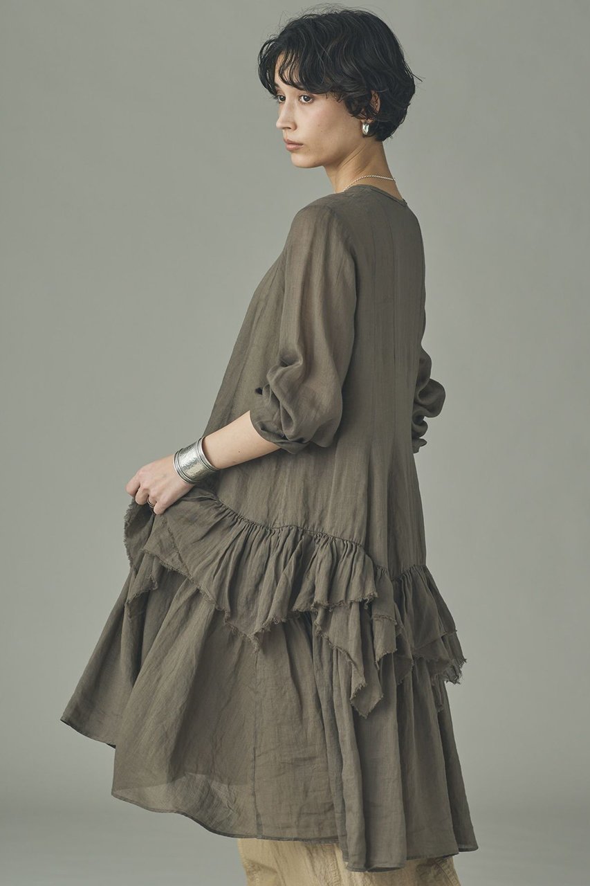 【カレンソロジー/Curensology】のラミーランダムフリルブラウス 人気、トレンドファッション・服の通販 founy(ファニー) 　ファッション　Fashion　レディースファッション　Fashion for Women　トップス・カットソー　Cut & Sew Tops　シャツ・ブラウス・オフィスカジュアル　Elegant Blouses & Button-Ups　シアー　Sheer, See-Through　スリーブ　Sleeve, Long Sleeve / Short Sleeve　チュニック　Tunic, Long Top　バランス　Balance, Style Balance　フリル　Frill, Ruffle　ランダム　Random, Irregular　ロング　Long, Long-Length　エレガント 上品　Elegant　人気　Popular, Best Seller　other-3|ID: prp329100004847975 ipo3291000000035718617