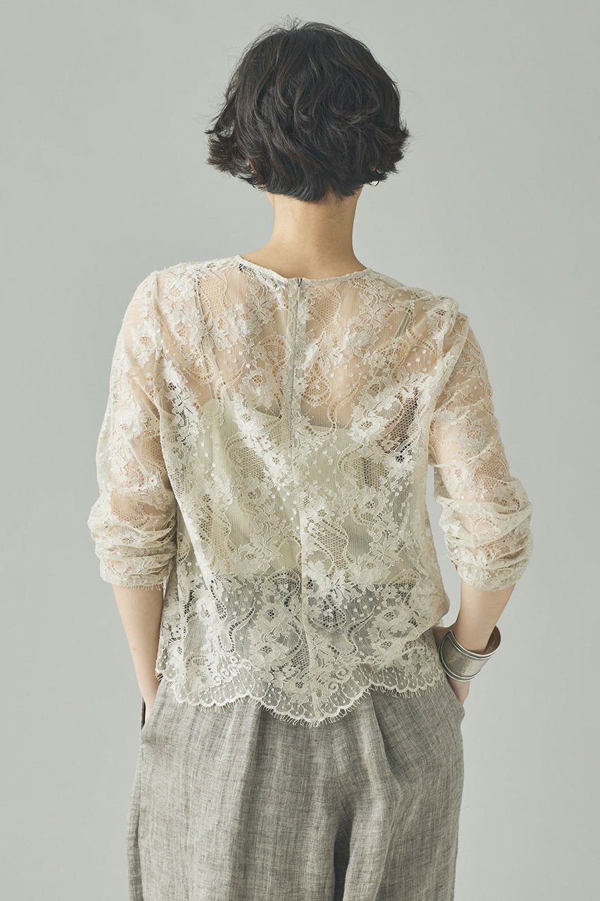 【カレンソロジー/Curensology】の〈C.S.G〉リネンリバーレースブラウス 人気、トレンドファッション・服の通販 founy(ファニー) 　ファッション　Fashion　レディースファッション　Fashion for Women　トップス・カットソー　Cut & Sew Tops　シャツ・ブラウス・オフィスカジュアル　Elegant Blouses & Button-Ups　2026年　2026　インナー　Innerwear　エレガント 上品　Elegant　スカラップ　Scallop, Scalloped Edge　スリーブ　Sleeve, Long Sleeve / Short Sleeve　ベーシック　Basic, Essential　リネン　Linen, Linen Fabric　レース　Lace, Lace Fabric　ロング　Long, Long-Length　夏　Summer　春　Spring　S/S・春夏　SS, Spring/Summer, Warm Season　other-4|ID: prp329100004847979 ipo3291000000035430168