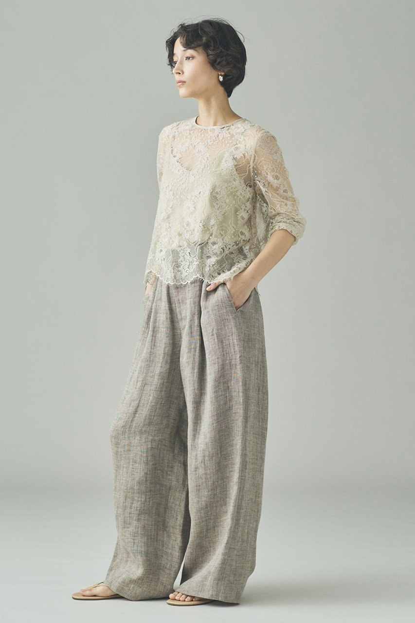 【カレンソロジー/Curensology】の〈C.S.G〉リネンリバーレースブラウス 人気、トレンドファッション・服の通販 founy(ファニー) 　ファッション　Fashion　レディースファッション　Fashion for Women　トップス・カットソー　Cut & Sew Tops　シャツ・ブラウス・オフィスカジュアル　Elegant Blouses & Button-Ups　2026年　2026　インナー　Innerwear　エレガント 上品　Elegant　スカラップ　Scallop, Scalloped Edge　スリーブ　Sleeve, Long Sleeve / Short Sleeve　ベーシック　Basic, Essential　リネン　Linen, Linen Fabric　レース　Lace, Lace Fabric　ロング　Long, Long-Length　夏　Summer　春　Spring　S/S・春夏　SS, Spring/Summer, Warm Season　other-6|ID: prp329100004847979 ipo3291000000035430174