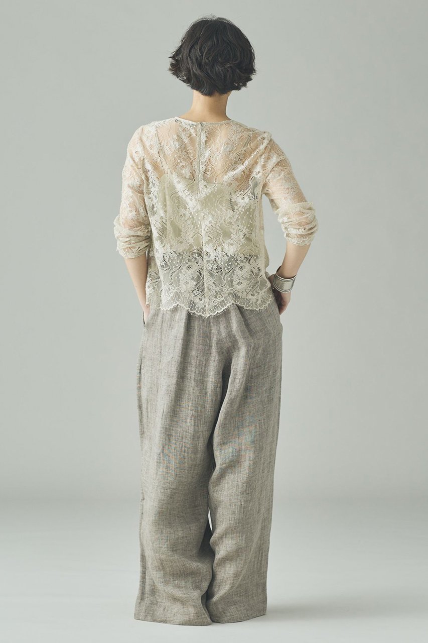 【カレンソロジー/Curensology】の〈C.S.G〉リネンリバーレースブラウス 人気、トレンドファッション・服の通販 founy(ファニー) 　ファッション　Fashion　レディースファッション　Fashion for Women　トップス・カットソー　Cut & Sew Tops　シャツ・ブラウス・オフィスカジュアル　Elegant Blouses & Button-Ups　2026年　2026　インナー　Innerwear　エレガント 上品　Elegant　スカラップ　Scallop, Scalloped Edge　スリーブ　Sleeve, Long Sleeve / Short Sleeve　ベーシック　Basic, Essential　リネン　Linen, Linen Fabric　レース　Lace, Lace Fabric　ロング　Long, Long-Length　夏　Summer　春　Spring　S/S・春夏　SS, Spring/Summer, Warm Season　other-7|ID: prp329100004847979 ipo3291000000035430176