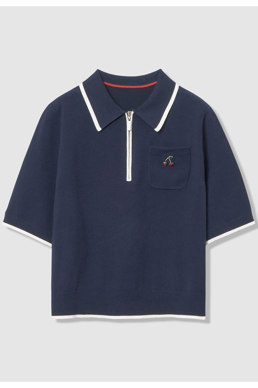 【アルアバイル/allureville】の【LOULOU WILLOUGHBY】CHERRY ビジューポロ インテリア・キッズ・メンズ・レディースファッション・服の通販 founy(ファニー) ファッション Fashion レディースファッション Fashion for Women トップス・カットソー Cut & Sew Tops ニット Knit Tops & Sweaters カジュアルプルオーバー・ニットトップス Pullovers & Knit Tops / Casual Pullovers 2026年 2026 ストーン Stone, Gem-Like スポーツ Sports, Activewear スポーティ Sporty, Casual Athletic チェリー Cherry, Cherry Pattern ボトム Bottoms, Lower Wear モチーフ Motif, Design Theme ワイド Wide, Wide Fit エレガント 上品 Elegant 夏 Summer 春 Spring S/S・春夏 SS, Spring/Summer, Warm Season ネイビー|ID: prp329100004847990 ipo3291000000035430350