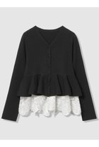 【アルアバイル/allureville】の【LOULOU WILLOUGHBY】レースレイヤーペプラムカーディガン 人気、トレンドファッション・服の通販 founy(ファニー) ファッション Fashion レディースファッション Fashion for Women トップス・カットソー Cut & Sew Tops ニット Knit Tops & Sweaters カーディガン・羽織り Layered Style Cardigans 2026年 2026 カーディガン Cardigan, Knitwear スカラップ Scallop, Scalloped Edge ペプラム Peplum, Flared Hem レース Lace, Lace Fabric 夏 Summer 春 Spring S/S・春夏 SS, Spring/Summer, Warm Season thumbnail ブラック|ID: prp329100004847991 ipo3291000000035718654
