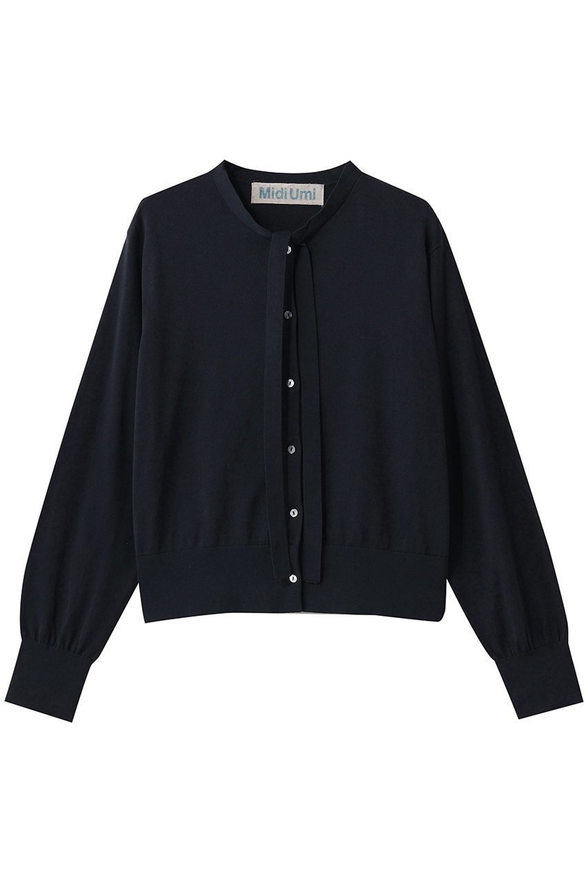 【ミディウミ/MidiUmi】のbow-tie knit CD カーディガン インテリア・キッズ・メンズ・レディースファッション・服の通販 founy(ファニー) 　ファッション　Fashion　レディースファッション　Fashion for Women　トップス・カットソー　Cut & Sew Tops　ニット　Knit Tops & Sweaters　カーディガン・羽織り　Layered Style Cardigans　2026年　2026　なめらか　Smooth, Silky Texture　カーディガン　Cardigan, Knitwear　クラシカル　Classical, Vintage-Inspired　コンパクト　Compact, Small Size　デニム　Denim, Jeans Material　ファブリック　Fabric, Textile　フェミニン　Feminine, Girly　リュクス　Luxury, Elegant, High-End, Chic　エレガント 上品　Elegant　夏　Summer　春　Spring　S/S・春夏　SS, Spring/Summer, Warm Season　navy|ID: prp329100004848013 ipo3291000000035430687