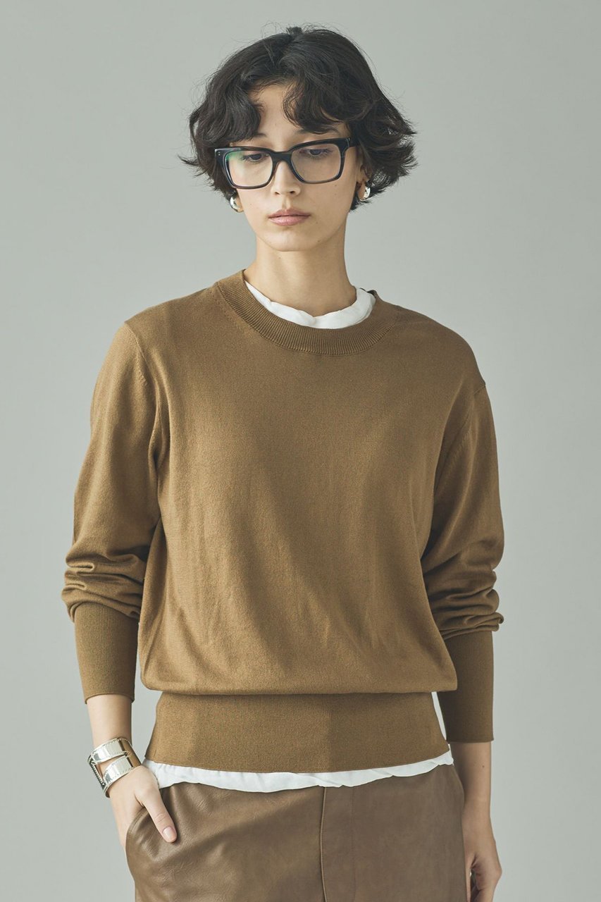 【カレンソロジー/Curensology】のファインコットンクルーネックプルオーバー 人気、トレンドファッション・服の通販 founy(ファニー) 　ファッション　Fashion　レディースファッション　Fashion for Women　トップス・カットソー　Cut & Sew Tops　ニット　Knit Tops & Sweaters　カジュアルプルオーバー・ニットトップス　Pullovers & Knit Tops / Casual Pullovers　2026年　2026　なめらか　Smooth, Silky Texture　イタリア　Italy　シンプル　Simple, Minimal　スラックス　Slacks, Dress Pants　タートル　Turtleneck, Turtle Collar　デニム　Denim, Jeans Material　ロング　Long, Long-Length　ワイド　Wide, Wide Fit　エレガント 上品　Elegant　夏　Summer　春　Spring　S/S・春夏　SS, Spring/Summer, Warm Season　other-2|ID: prp329100004848015 ipo3291000000035430711