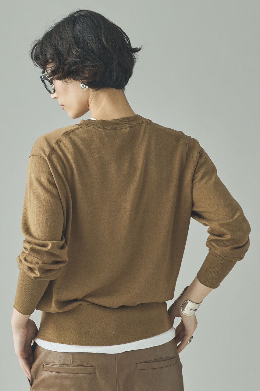 【カレンソロジー/Curensology】のファインコットンクルーネックプルオーバー 人気、トレンドファッション・服の通販 founy(ファニー) 　ファッション　Fashion　レディースファッション　Fashion for Women　トップス・カットソー　Cut & Sew Tops　ニット　Knit Tops & Sweaters　カジュアルプルオーバー・ニットトップス　Pullovers & Knit Tops / Casual Pullovers　なめらか　Smooth, Silky Texture　イタリア　Italy　シンプル　Simple, Minimal　スラックス　Slacks, Dress Pants　タートル　Turtleneck, Turtle Collar　デニム　Denim, Jeans Material　ロング　Long, Long-Length　ワイド　Wide, Wide Fit　エレガント 上品　Elegant　再入荷　Restock / Back in Stock　other-4|ID: prp329100004848015 ipo3291000000035860018