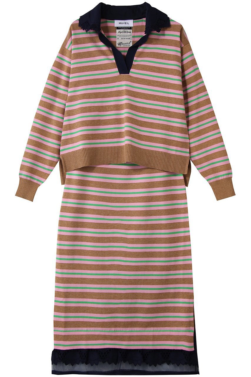 【ミュベール/MUVEIL】のスキッパーポロセットアップニット インテリア・キッズ・メンズ・レディースファッション・服の通販 founy(ファニー) ファッション Fashion レディースファッション Fashion for Women トップス・カットソー Cut & Sew Tops ニット Knit Tops & Sweaters カジュアルプルオーバー・ニットトップス Pullovers & Knit Tops / Casual Pullovers 2026年 2026 なめらか Smooth, Silky Texture シルク Silk, 100% Silk セットアップ Set-Up, Coordinated Outfit フィット Fit, Slim Fit フラワー Flower, Floral ボックス Boxy, Box Shape モチーフ Motif, Design Theme レース Lace, Lace Fabric 夏 Summer 春 Spring S/S・春夏 SS, Spring/Summer, Warm Season ベージュ|ID: prp329100004848019 ipo3291000000035430775